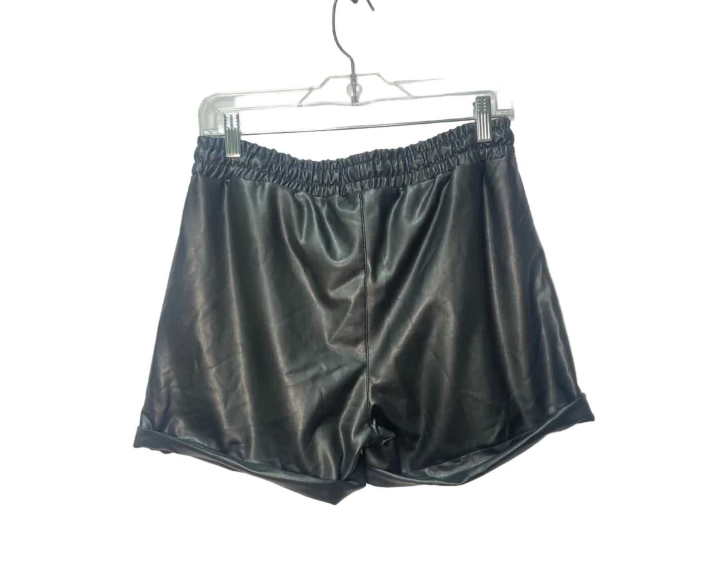 Size S Silver Black Leather Ladies Shorts