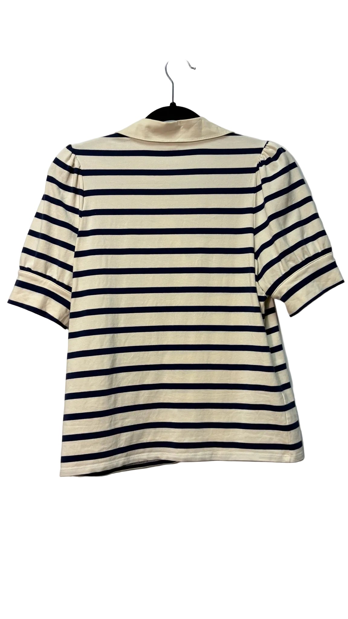 Size M RW & CO White Navy Stripe Ladies Top