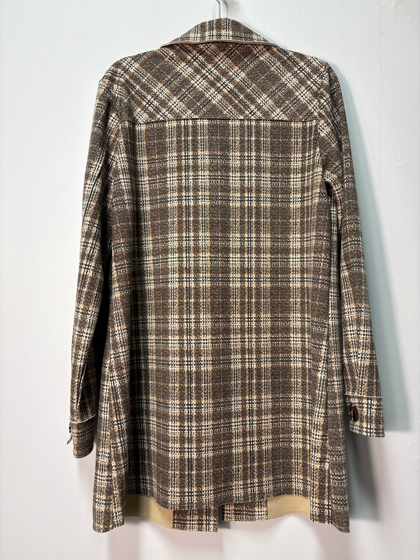Size M Solitaire Beige Brown Plaid Ladies Top