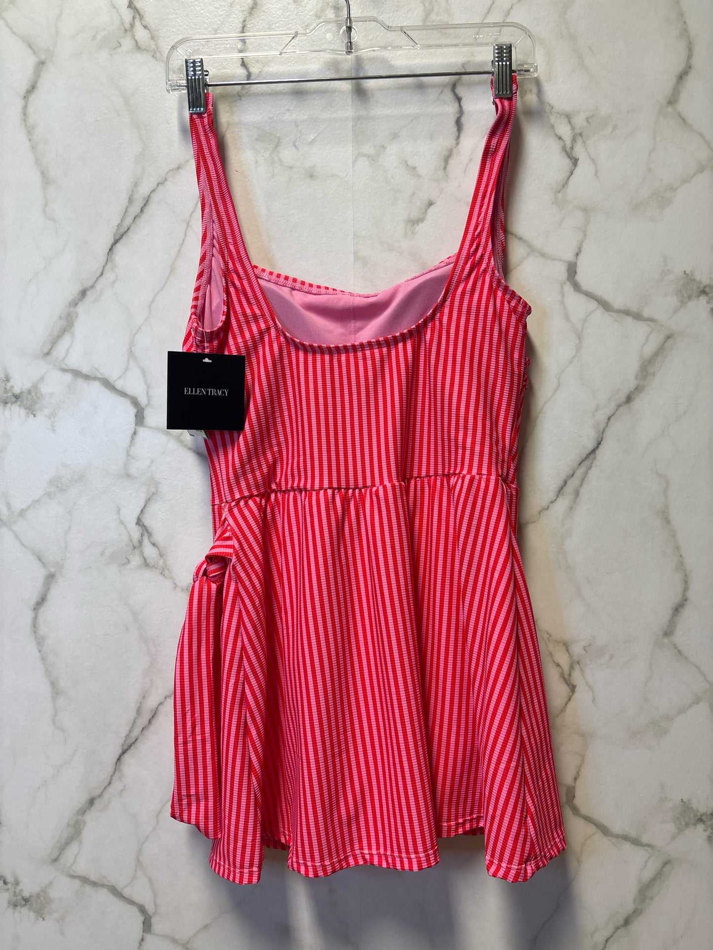 Size 10 Ellen Tracy Pink Red Stripe Ladies Swimsuit