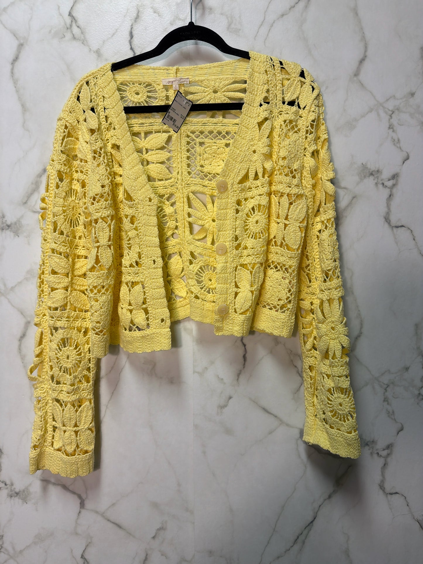 Size M Yellow Crochet Ladies Top