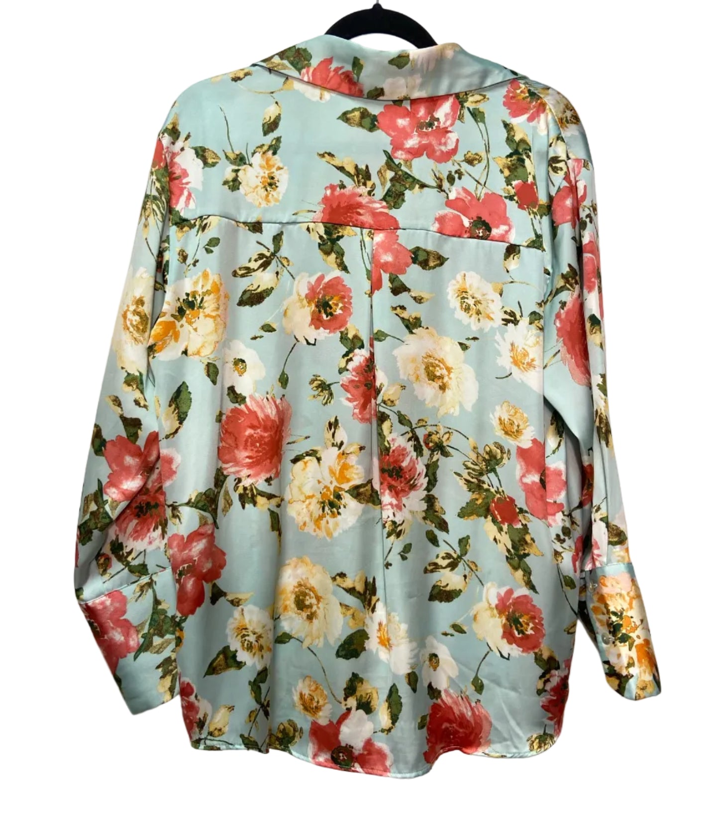 Size L Zara Teal Multi Floral Ladies Long Slvd Top