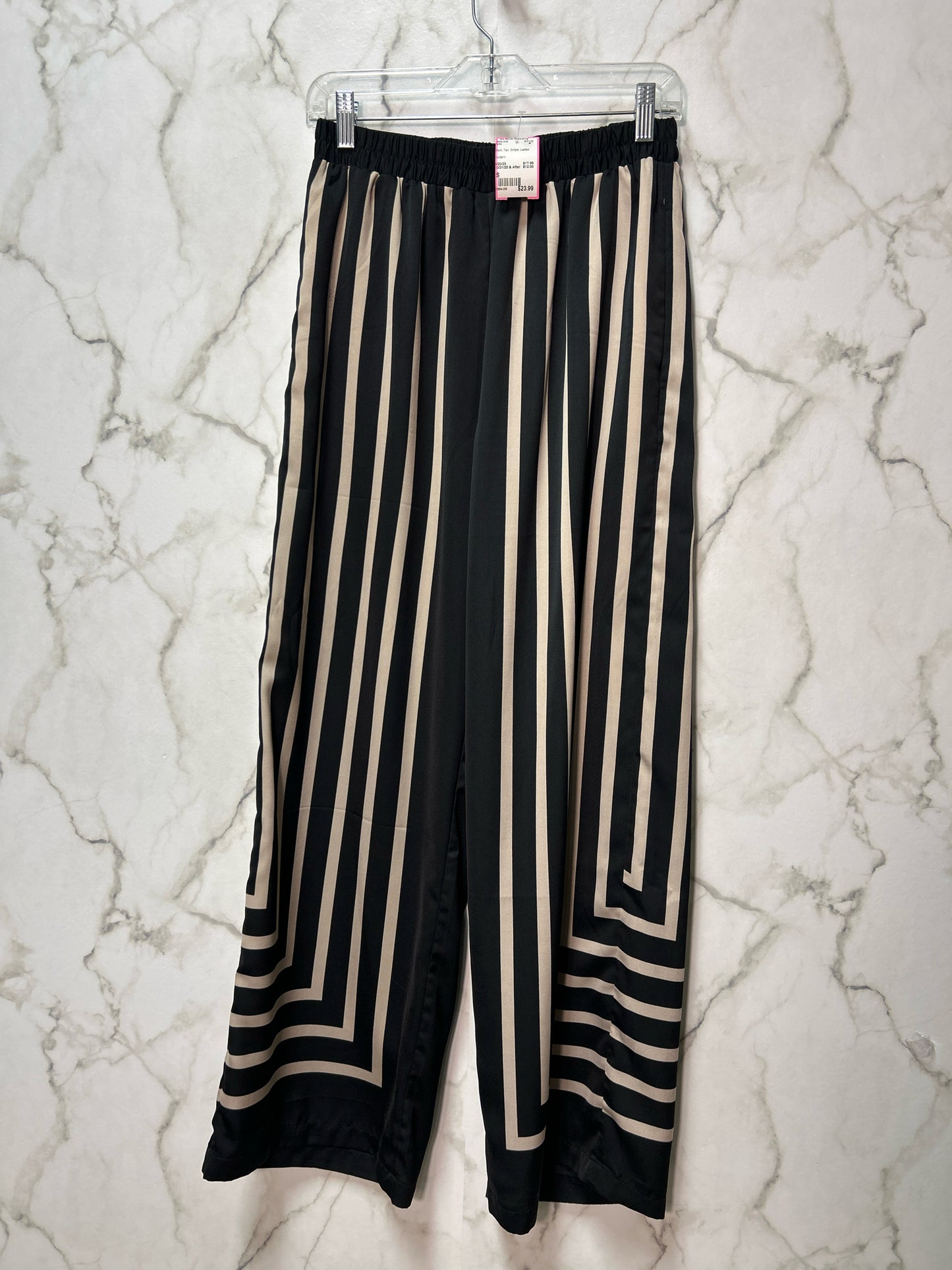 Size S Black Tan Stripe Ladies Pants