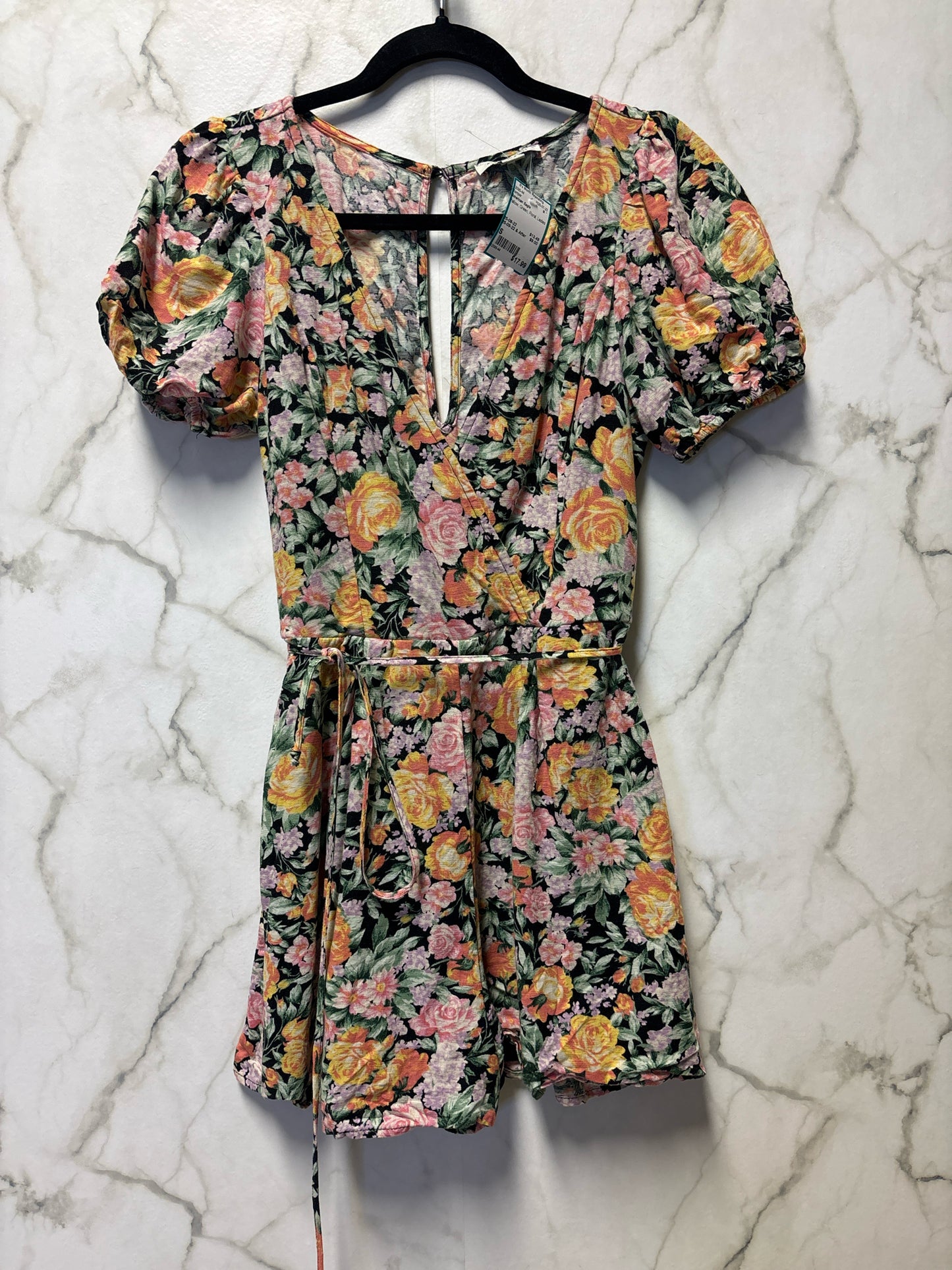 Size S American Eagle Yellow Green Floral Ladies Romper