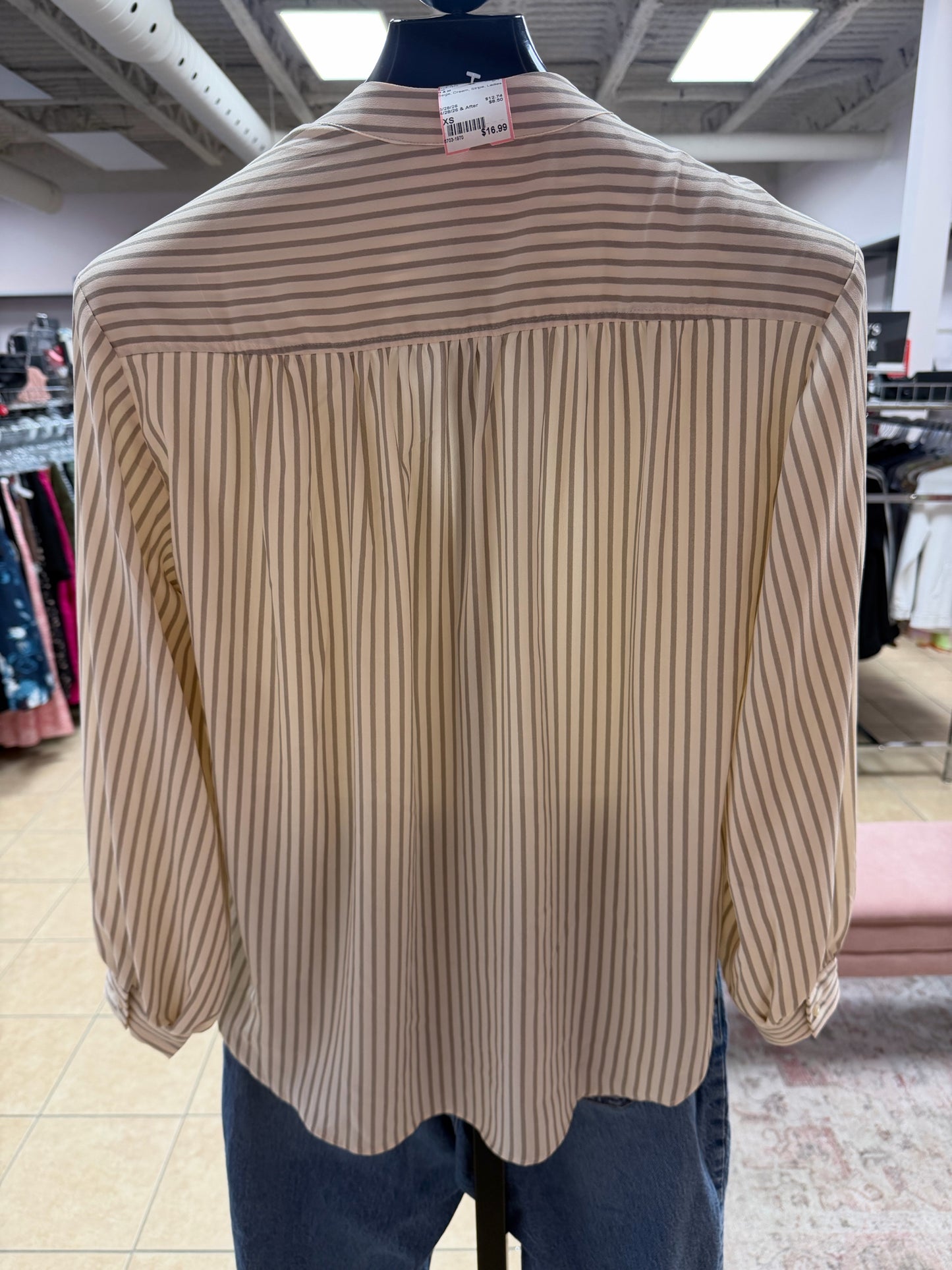 Size XS H & M Beige Cream Stripe Ladies Top