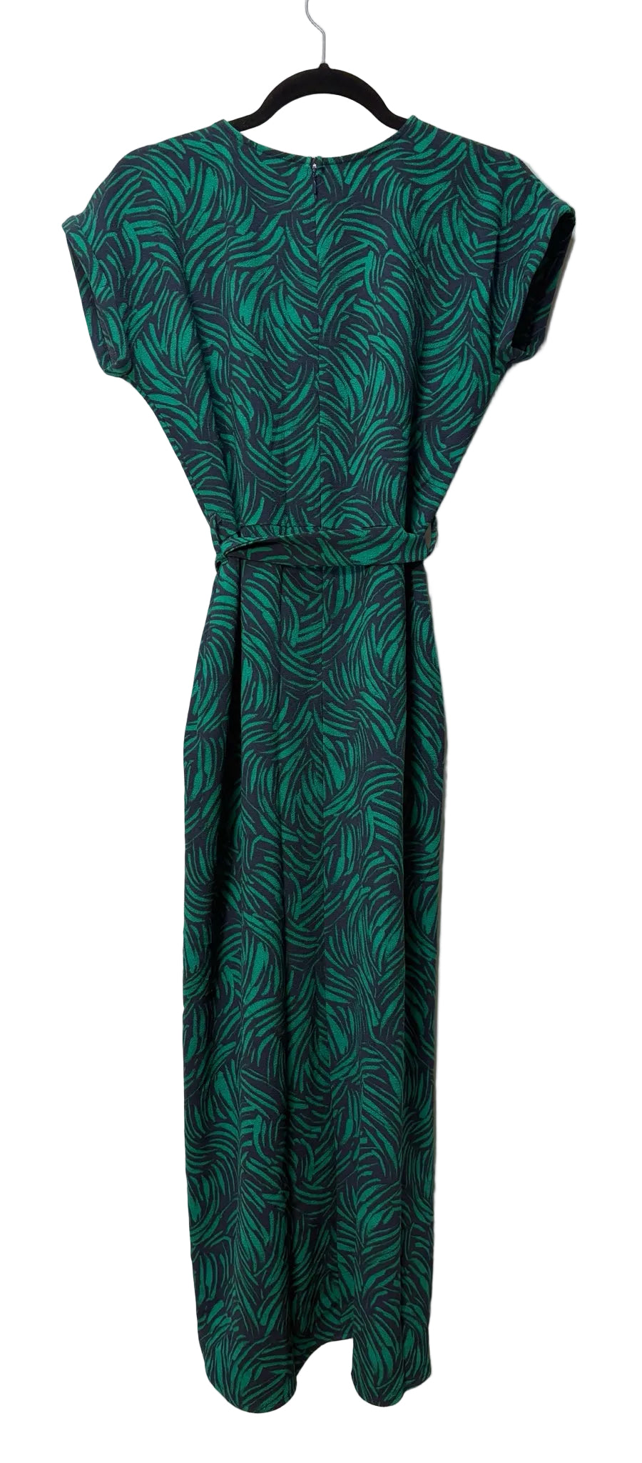 Size S Green Navy Leaf Print Ladies Dress