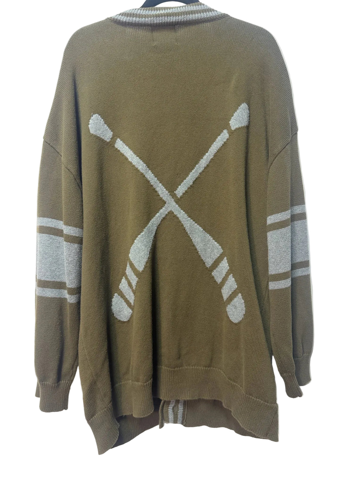Size XXL Canoe & Lake Green Grey Cardi