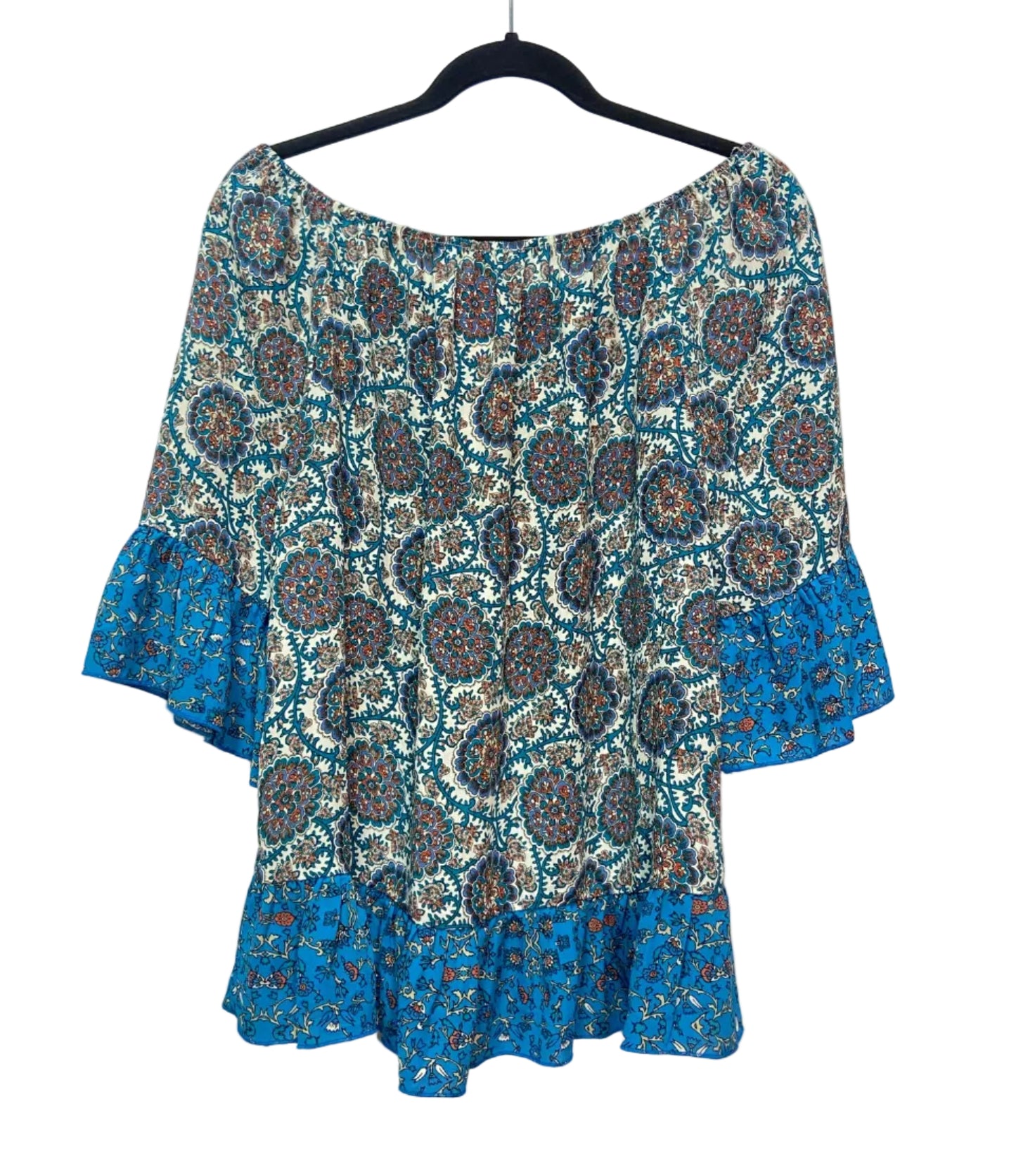 Size M Blue Multi Floral Ladies Top