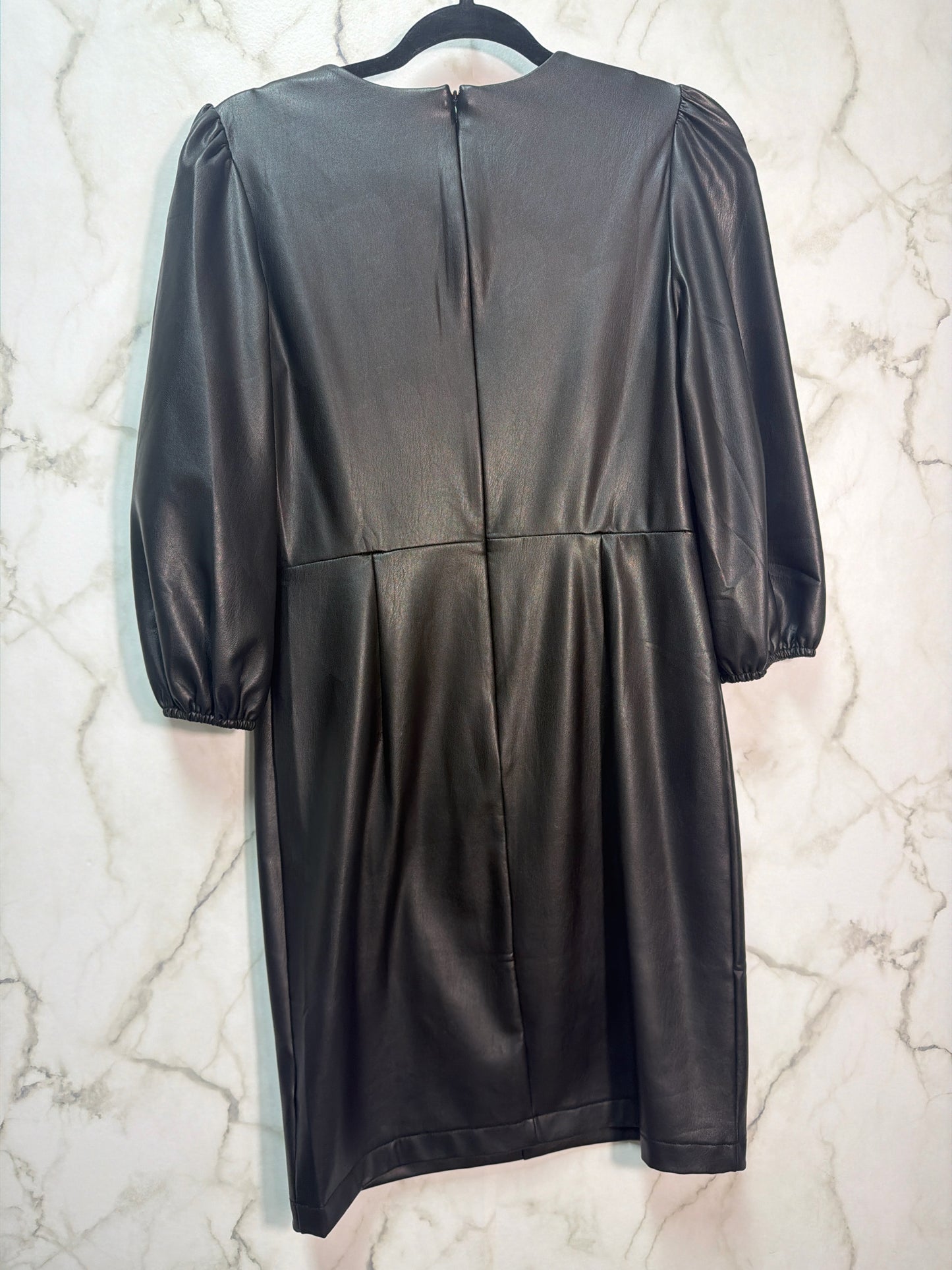 Size S Reitmans Black Gold Vegan Leather Ladies Dress