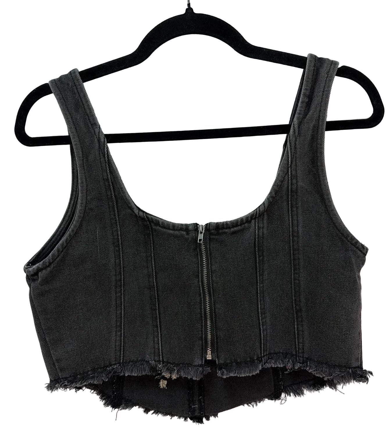 Size L Black Denim Floral Ladies Top