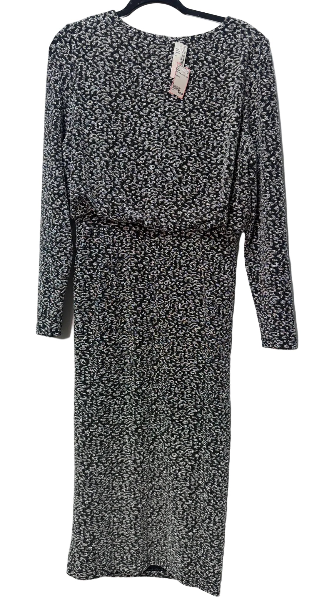 Size L Reitmans Black Silver Abstract Ladies Dress