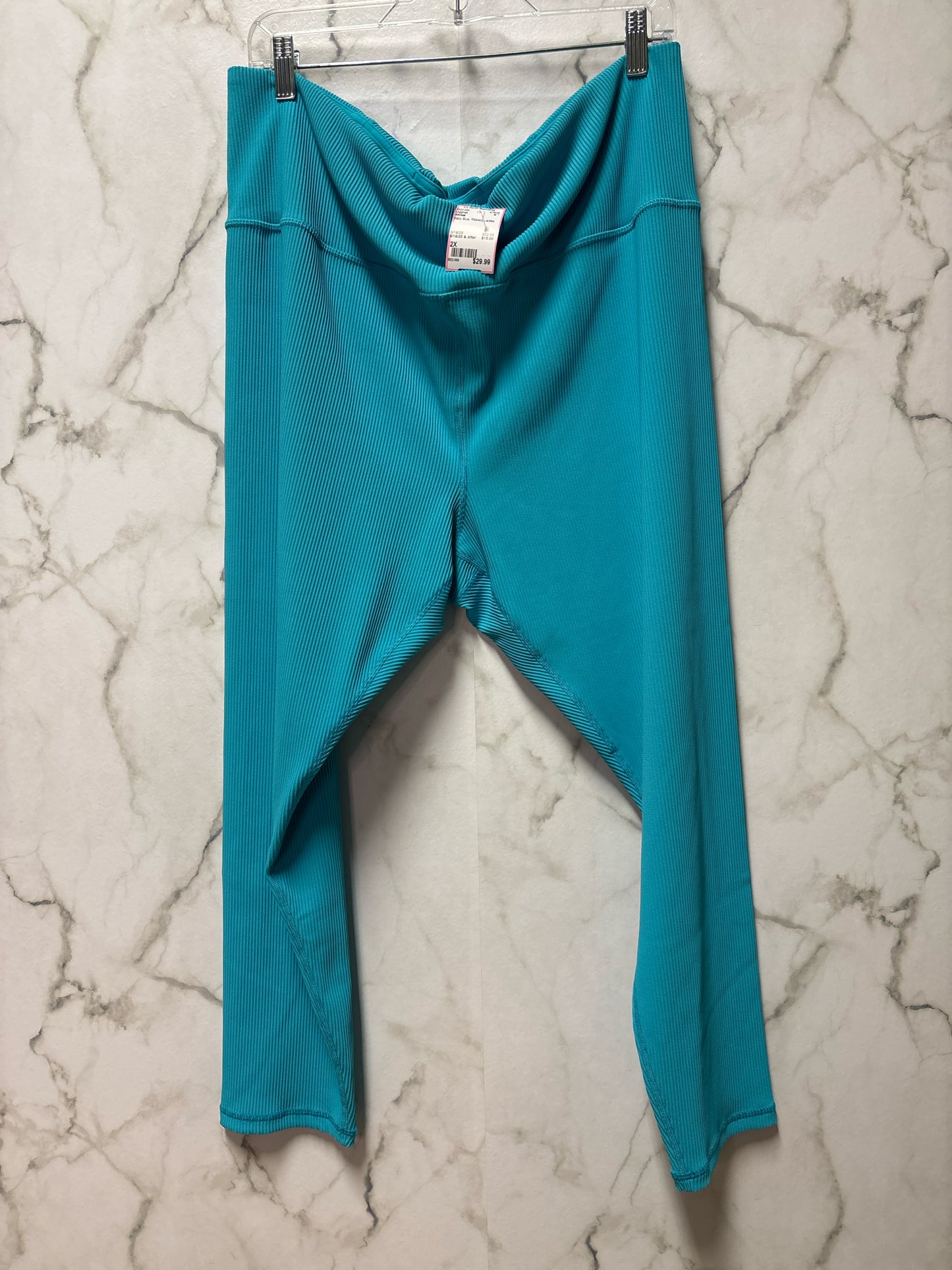 Size 2X Athleta Baby Blue Ribbed Ladies Leggings
