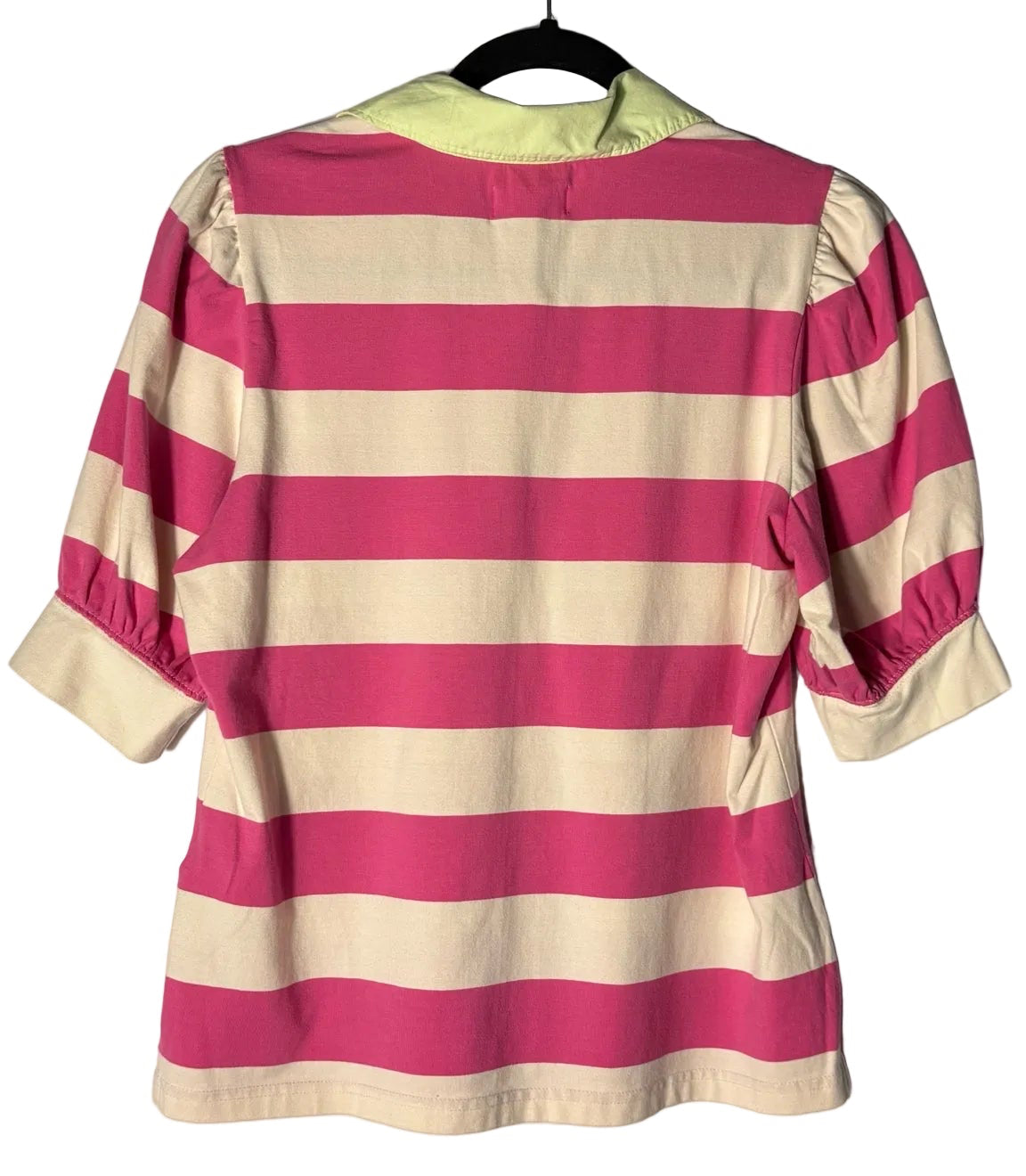 Size M Anthropologie White Pink Stripe Ladies Top