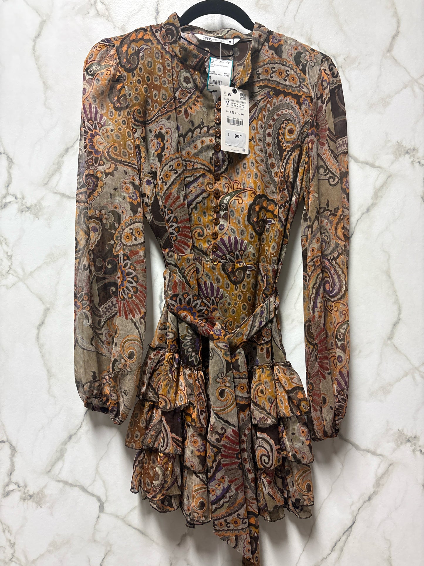 Size M Zara Rust Brown Brand New Ladies Dress
