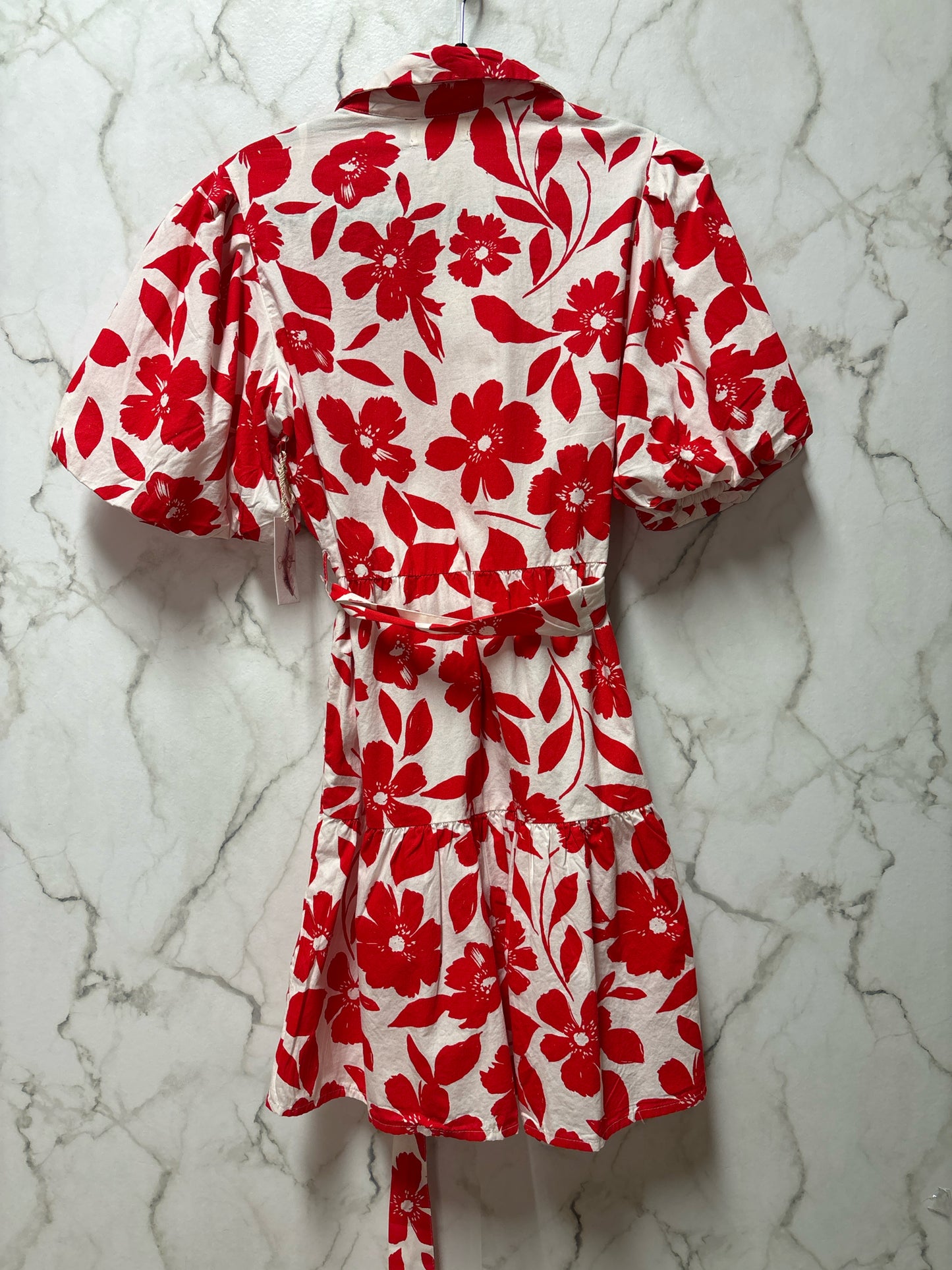 Size L Jessica Simpson White Red Floral Ladies Dress