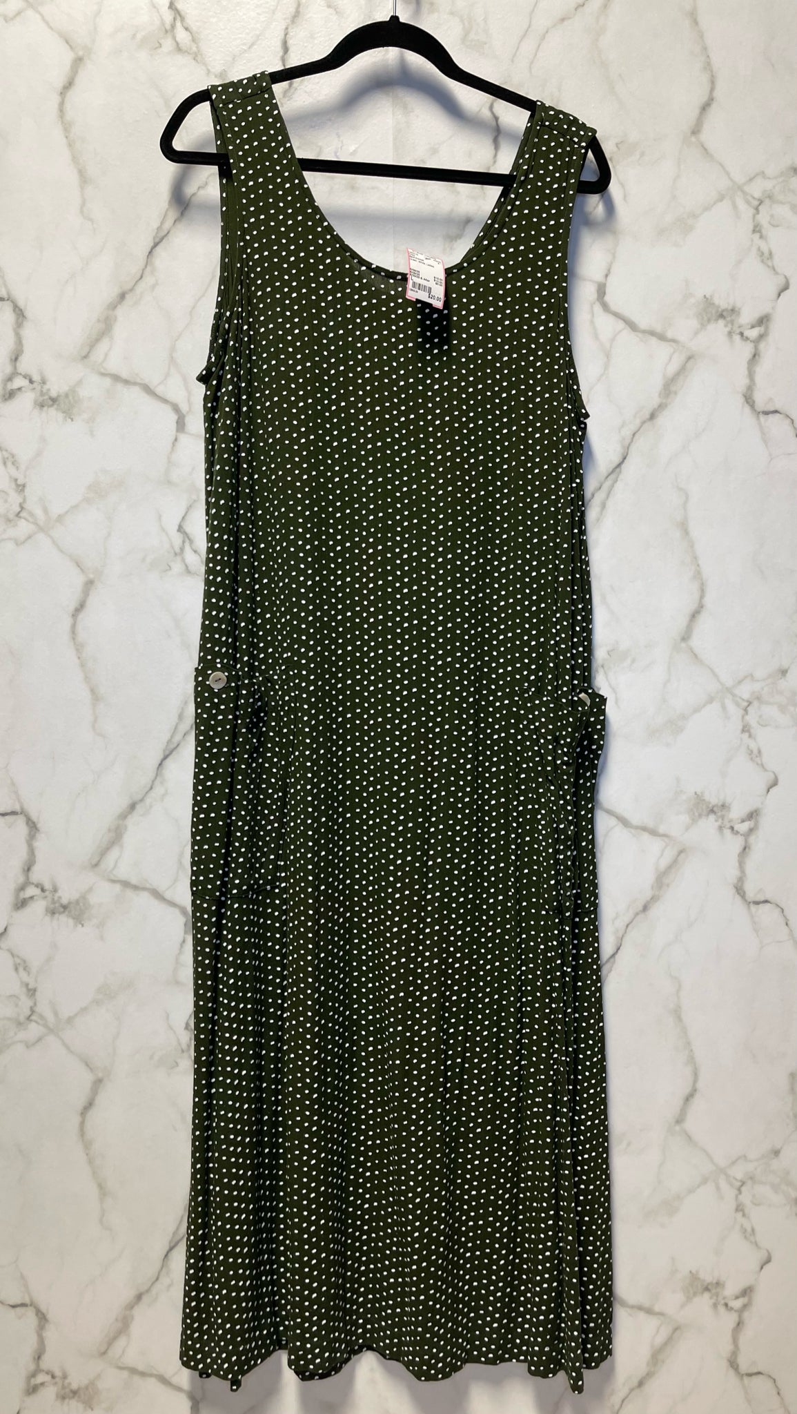 Size L April Cornell Green White Ladies Dress