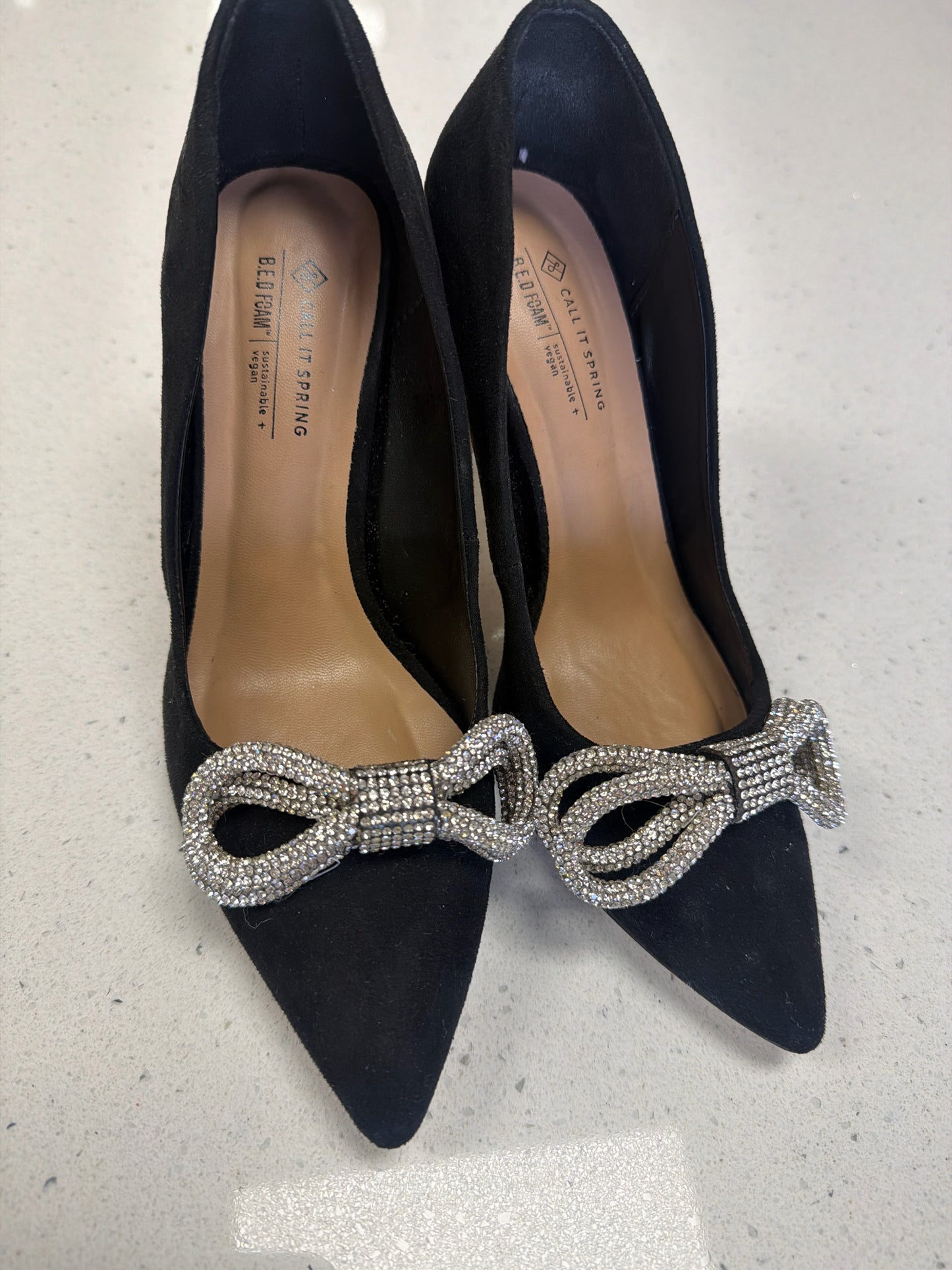 Size 6.5 Call It Spring Black Silver Shiny Ladies Footwear/Ladies