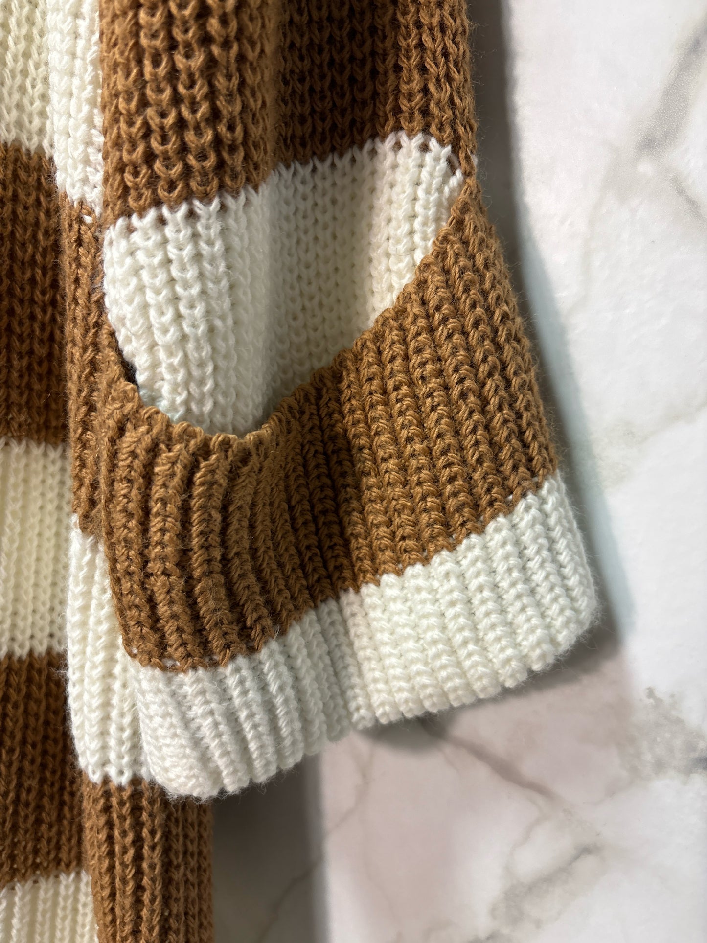 Size M Brown White Stripe Ladies Dress