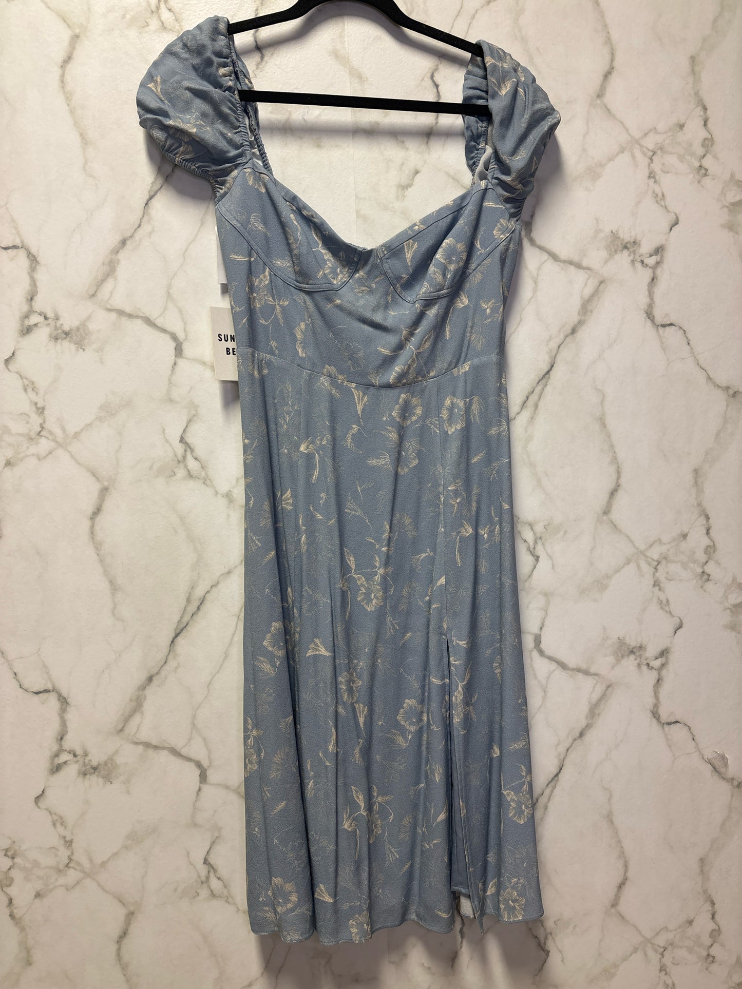 Size M Sunday Best Blue Cream Floral Women's Dress