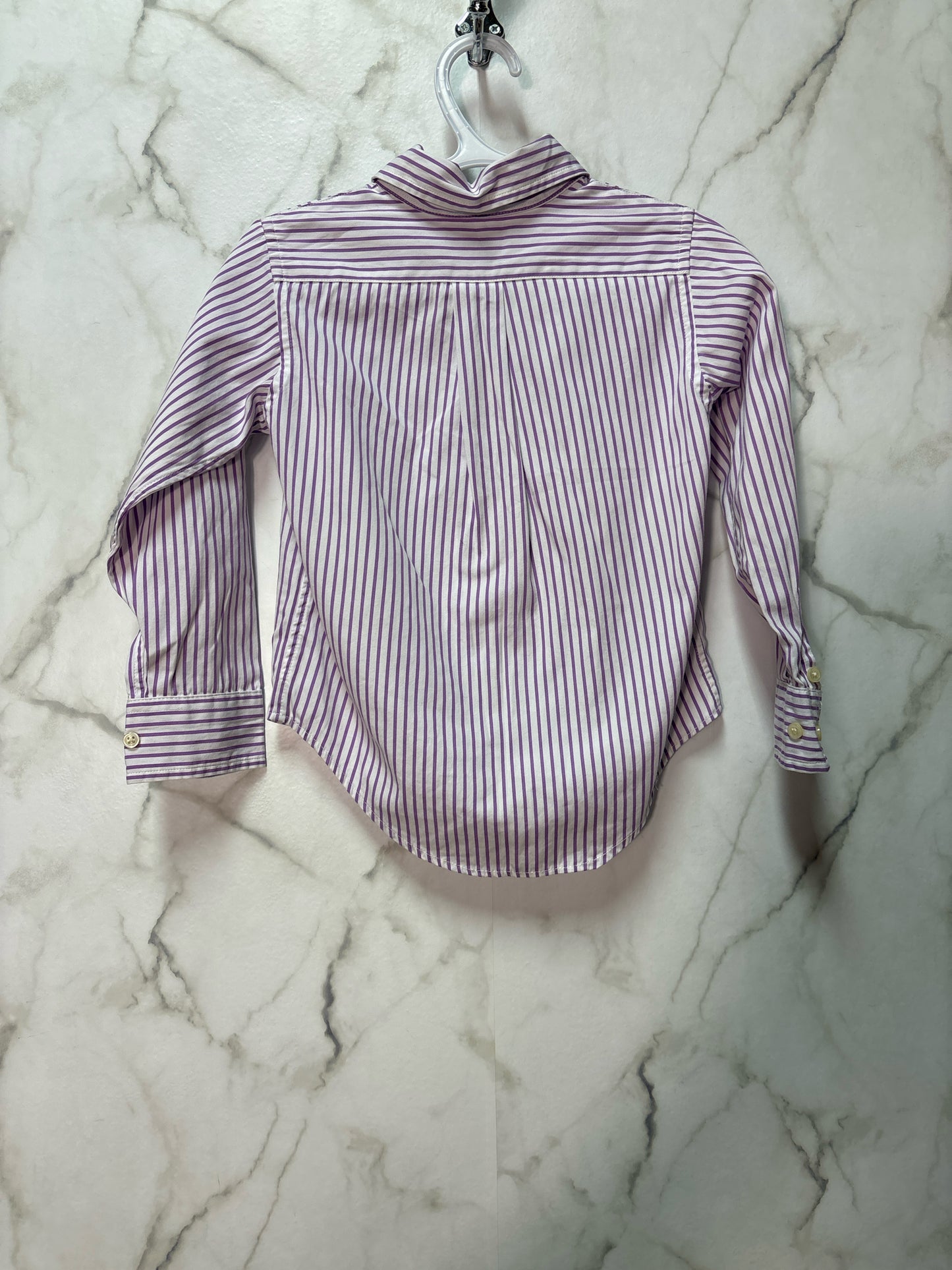 Size 4 Polo White Purple Stripe Boy's Top