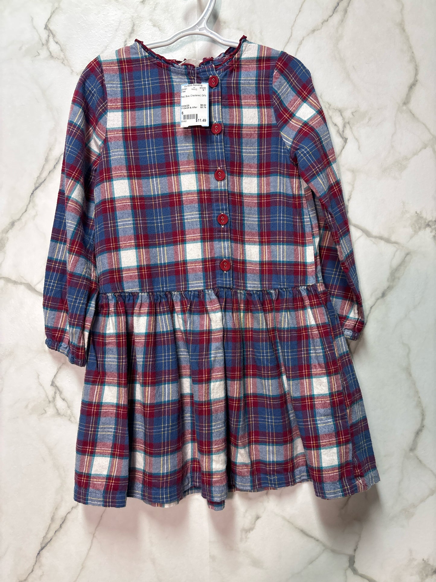 Size 6 Red Blue Checkered Girl's Dress