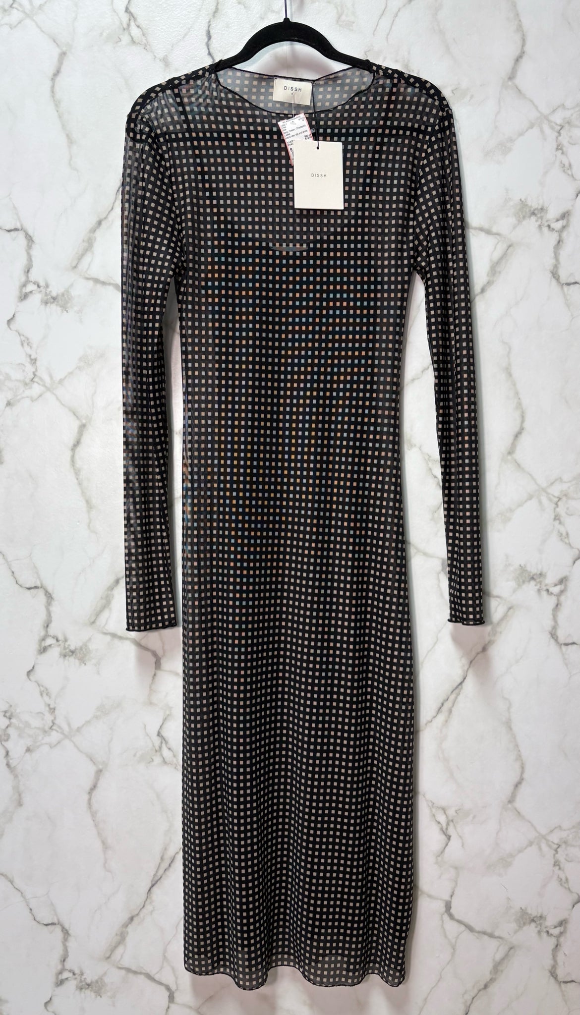 Size S Dish Black Cream Checkered Ladies Dress