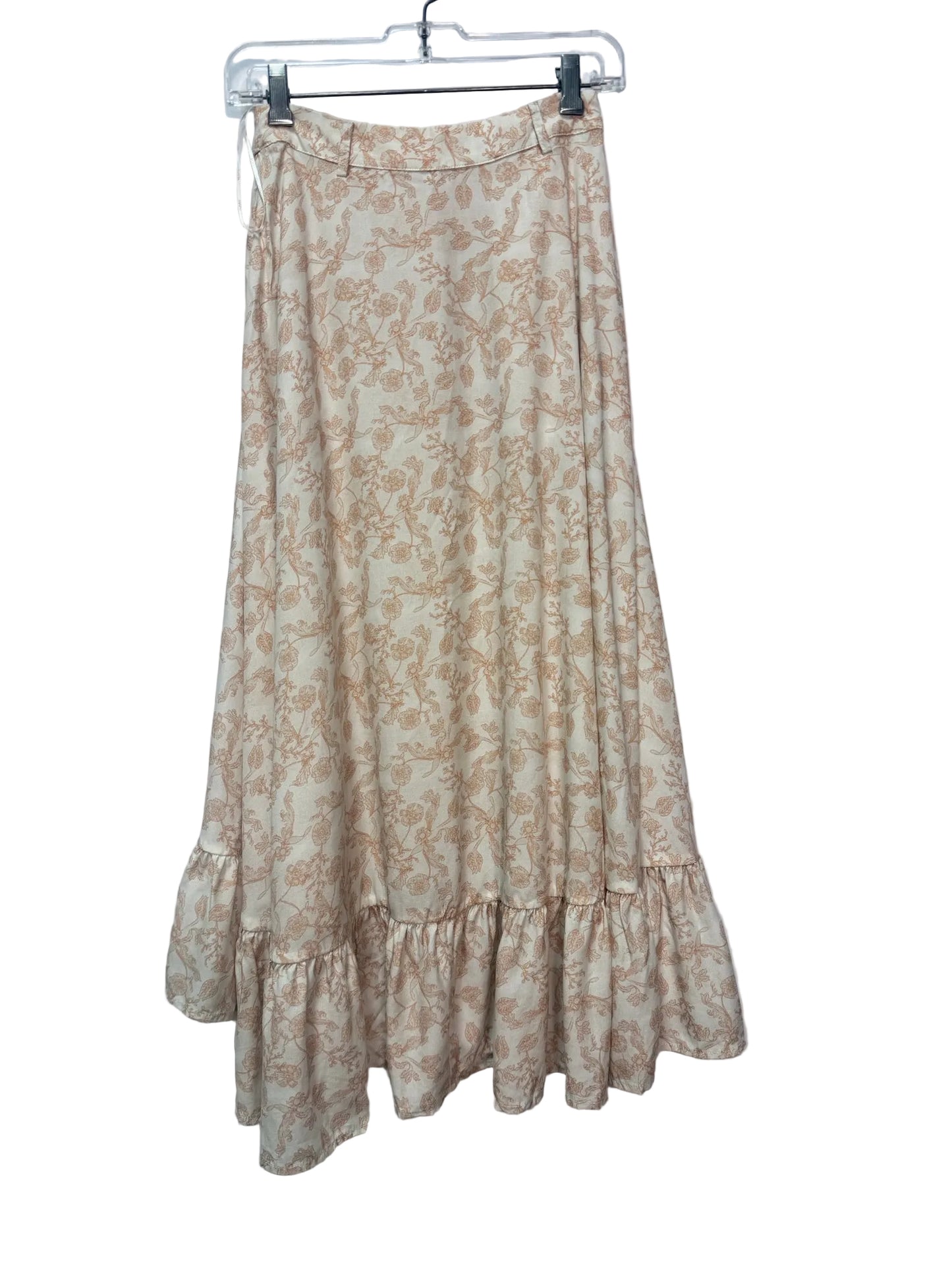 Size XS Cream Brown Floral Ladies Skirt