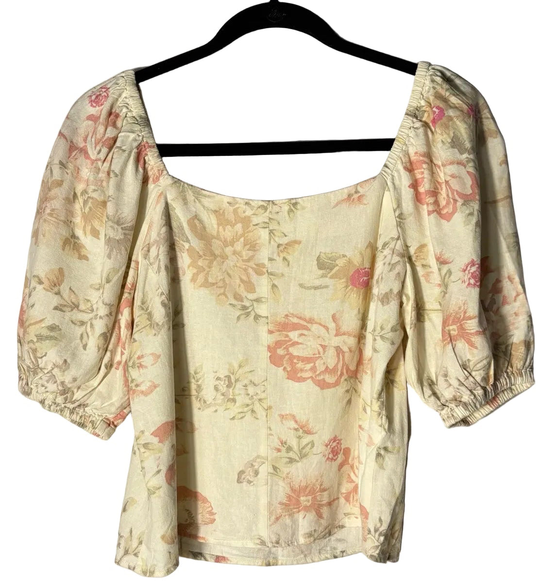 Size S H & M Cream Pink Floral Ladies Top