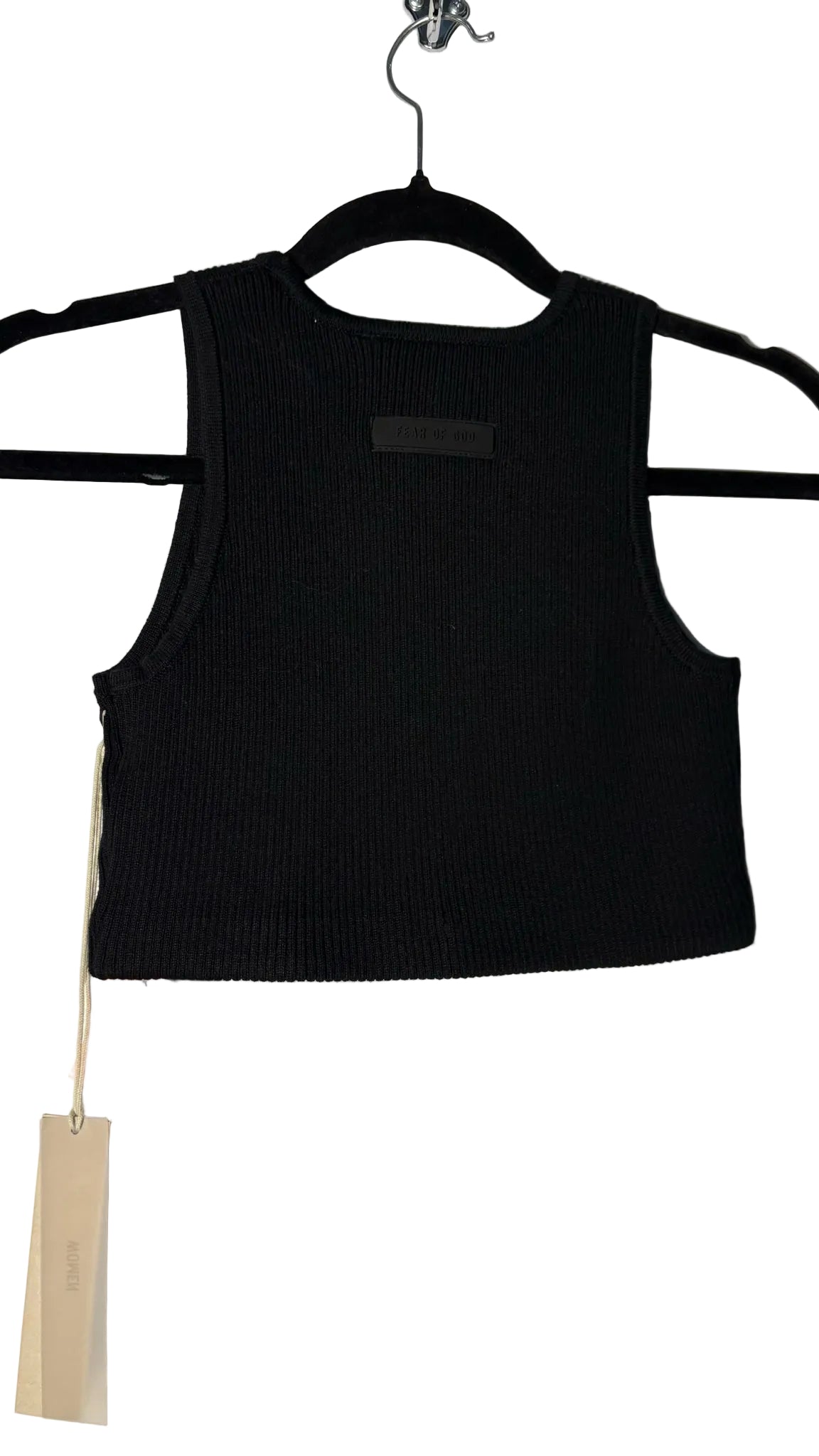 Size S Essentials Black Ribbed Ladies Top