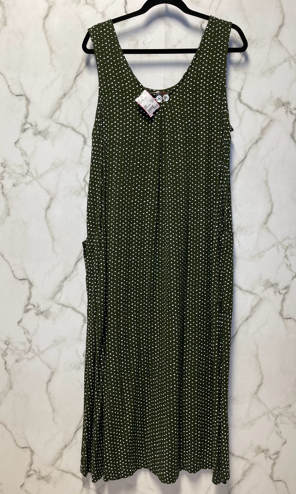 Size L April Cornell Green White Ladies Dress