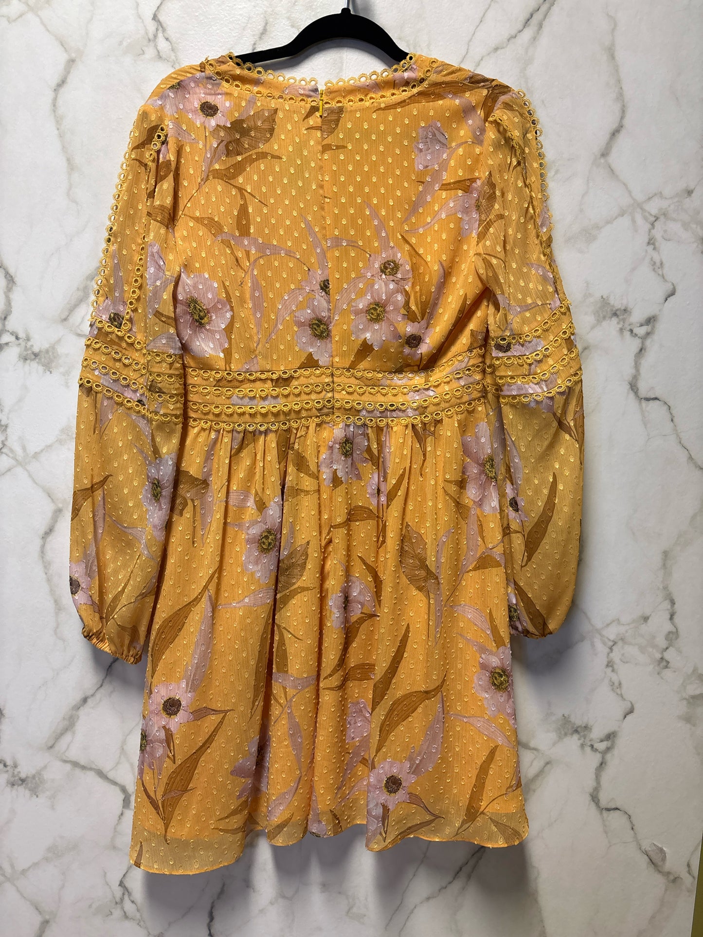 Size 2 Ted Baker Yellow Floral Ladies Dress