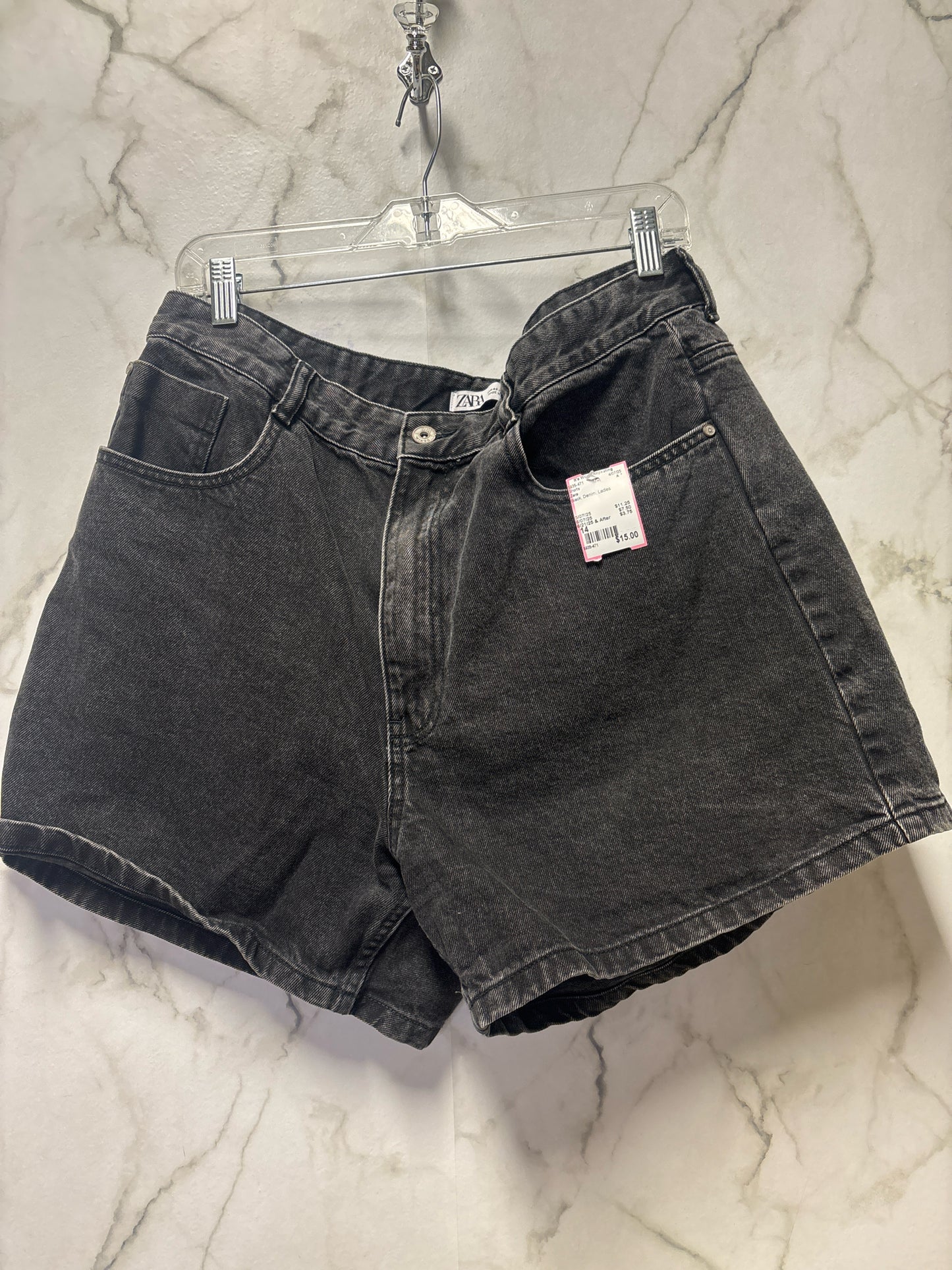 Size 14 Zara Black Denim Ladies Shorts