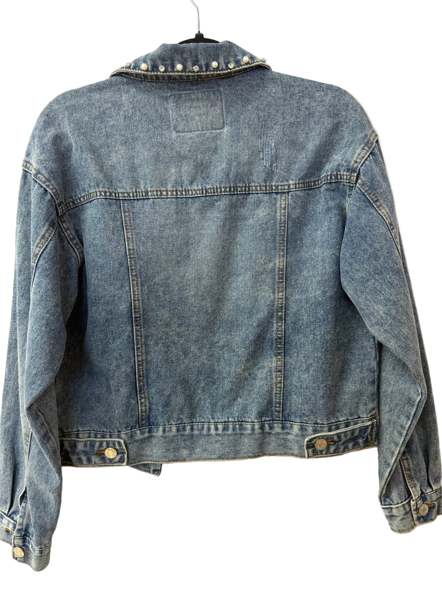 Size S Blue Denim Pearls Ladies Jacket