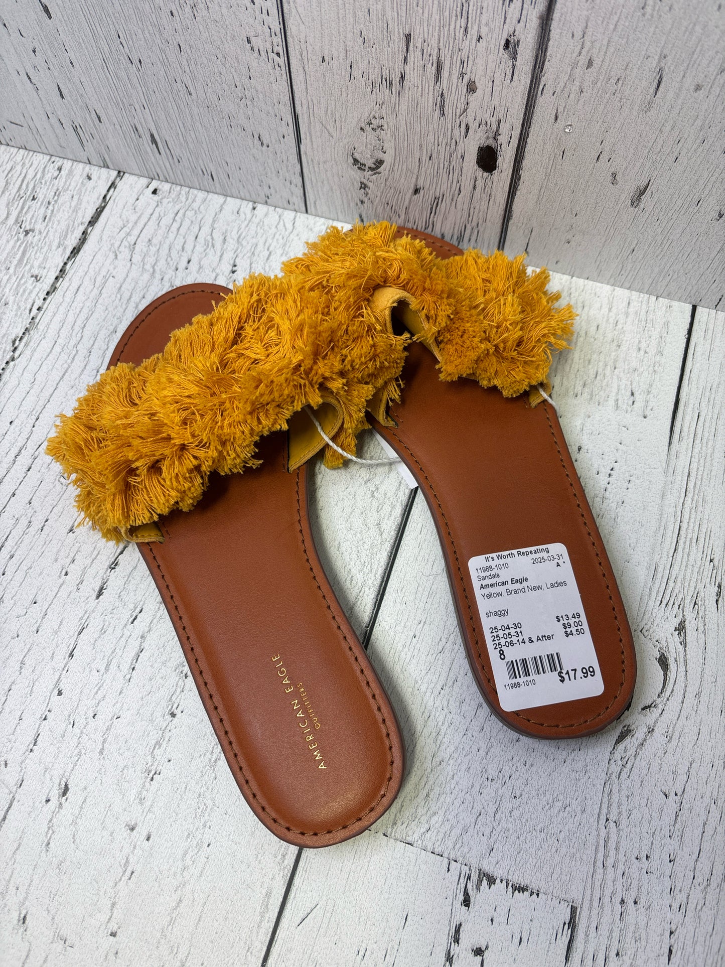 Size 8 American Eagle Yellow Brand New Ladies Sandals