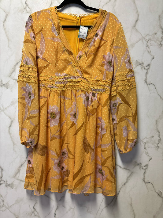 Size 2 Ted Baker Yellow Floral Ladies Dress