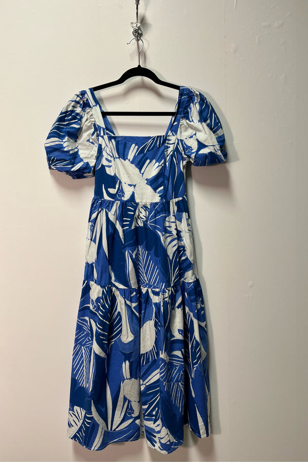 Size S Blue White Floral Ladies Sun Dress