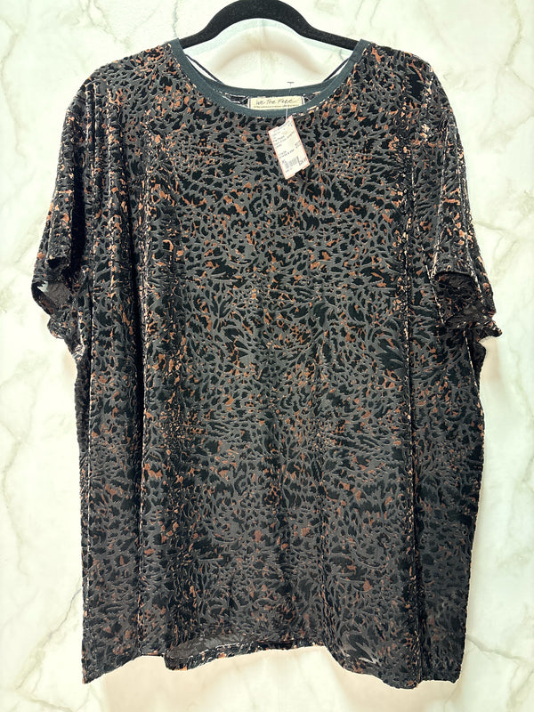 Size XL Free People Black Brown Animal Print Ladies Top