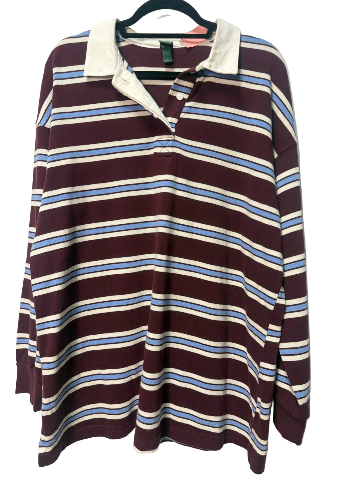Size L Wild Fable Maroon Blue Stripe Ladies Top