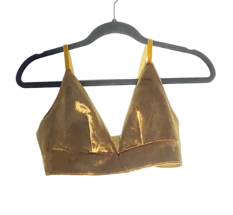 Size XS REVOLVE Brown Crushed Velvet Ladies 2 Part Top