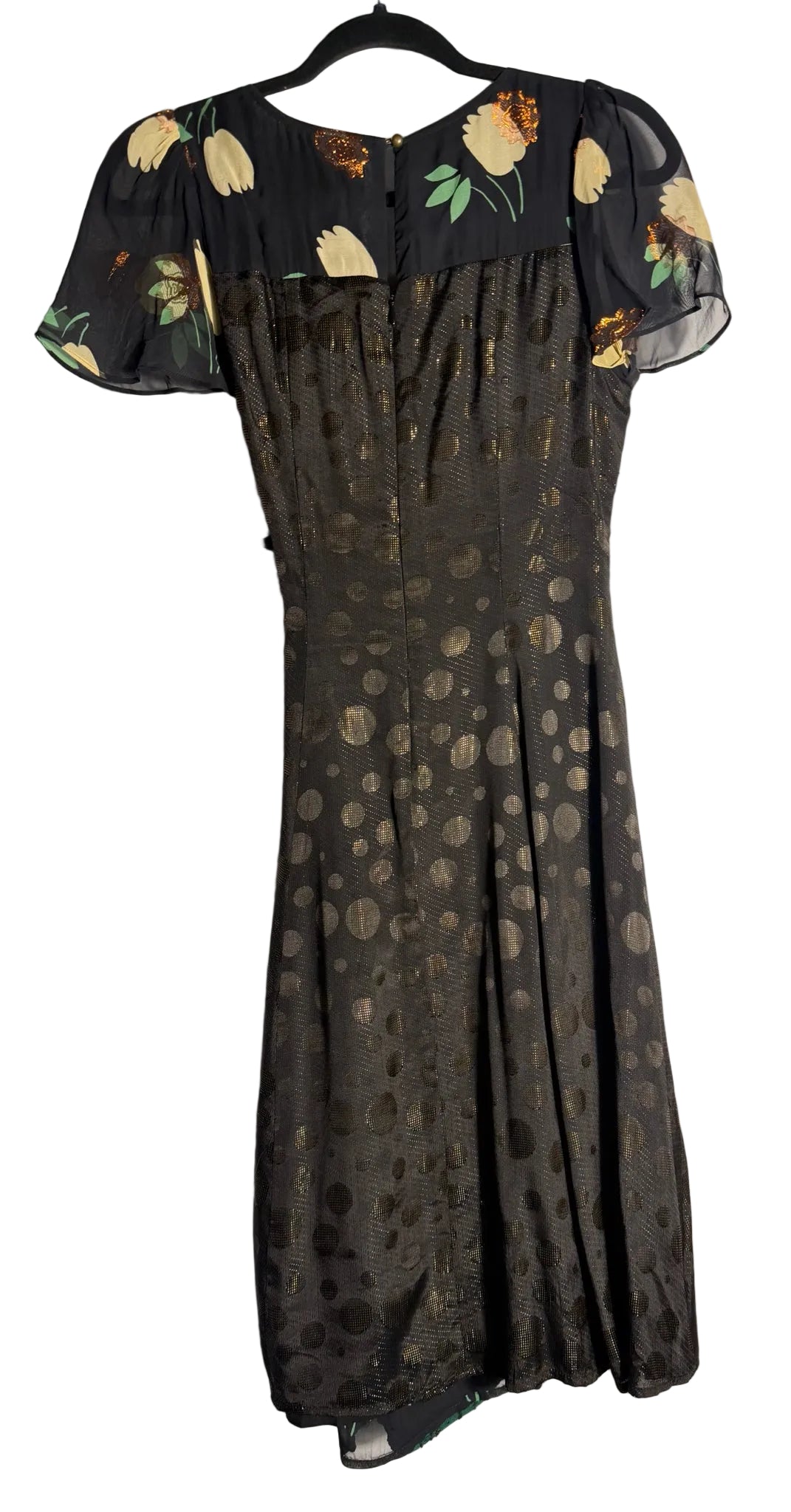 Size 2 Anthropologie Green Floral Ladies Dress