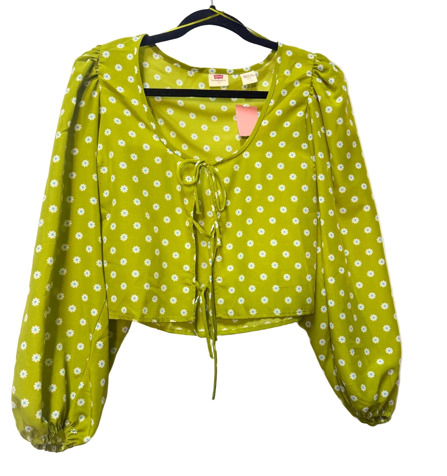 Size S Levis Green White cropped Ladies Top