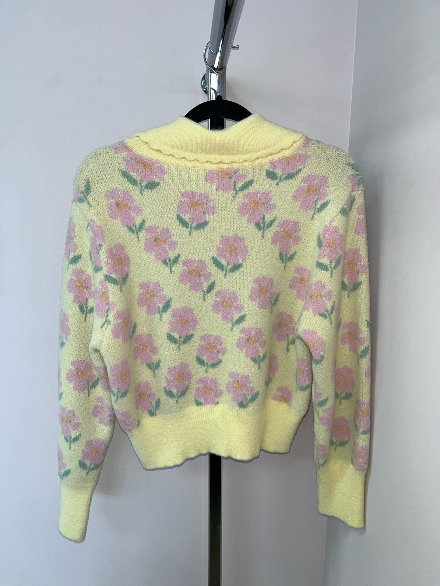 Size L Zara Yellow Pink Floral Ladies Long Slvd Top