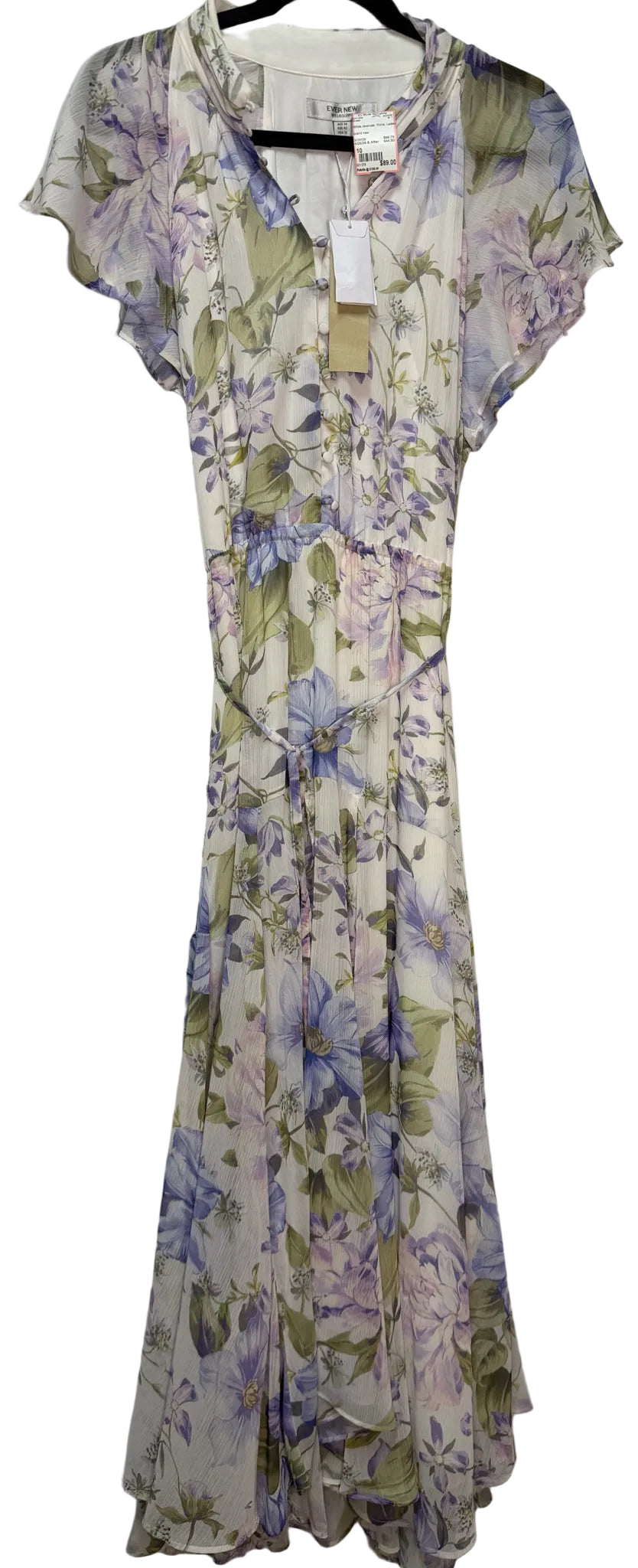 Size 10 White lavendar Floral Ladies Dress