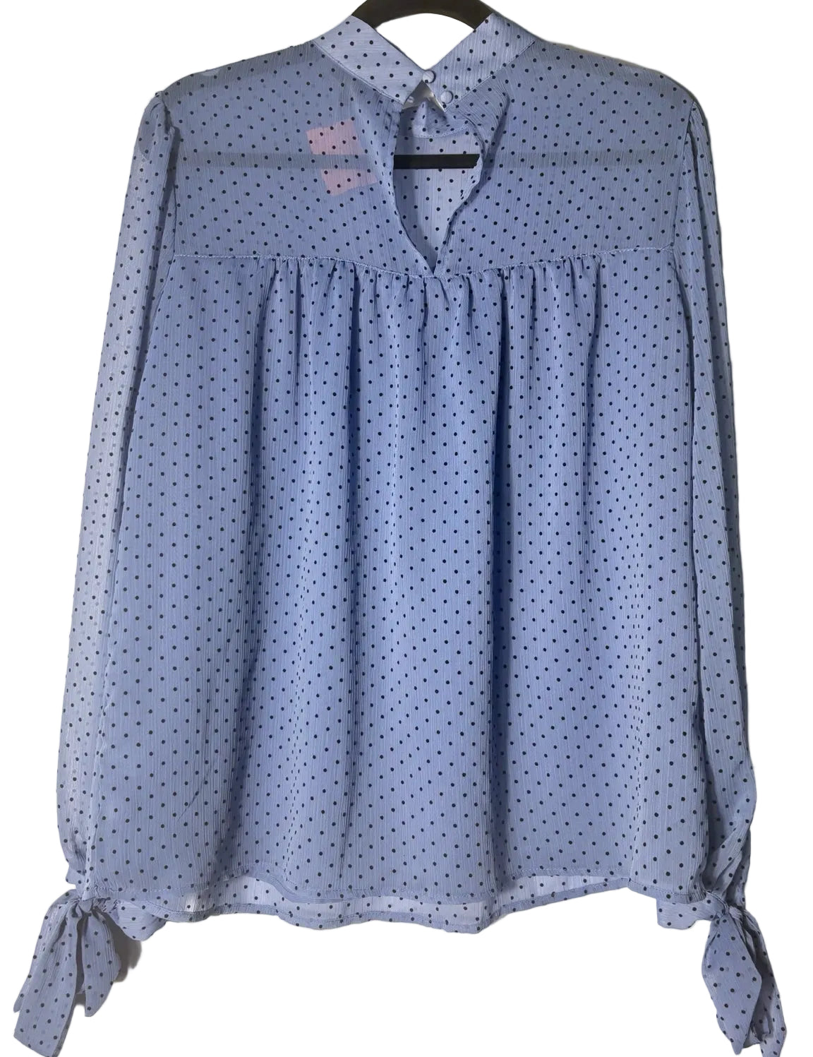 Size L Dynamite Blue Black Polka Dot Ladies Top