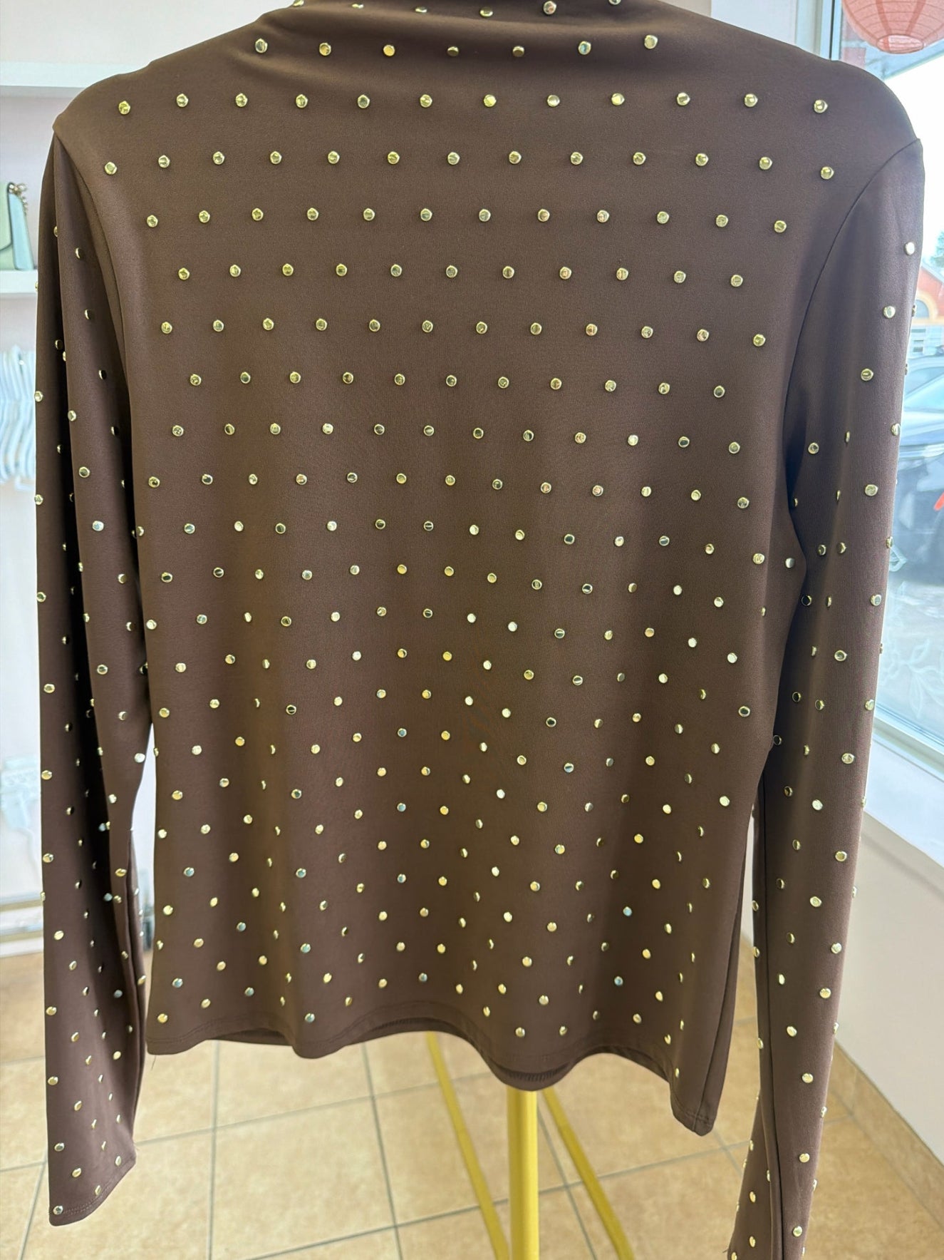 Size L H & M Brown Studs Ladies Top