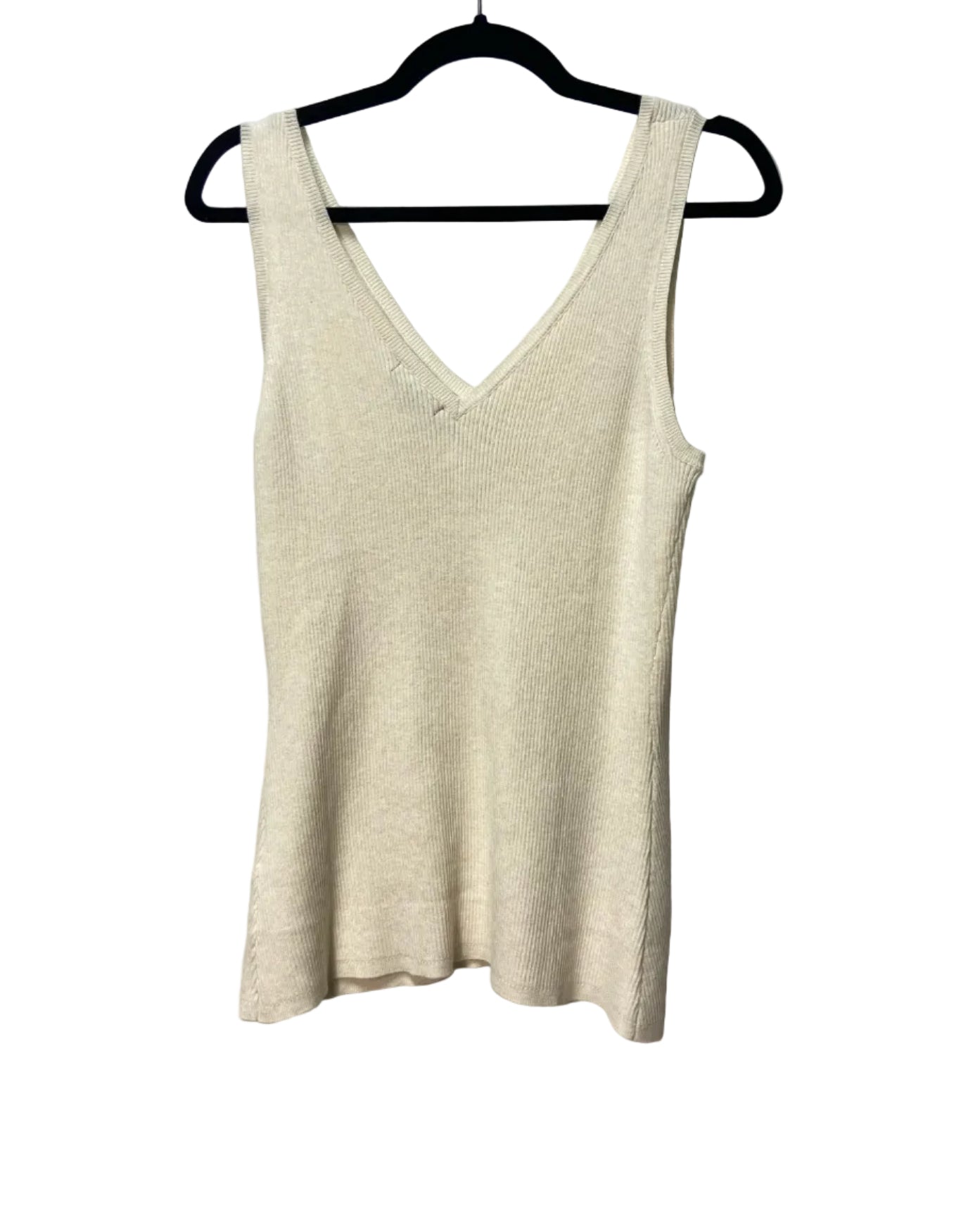 Size L RW & CO Oatmeal Ribbed Ladies Top
