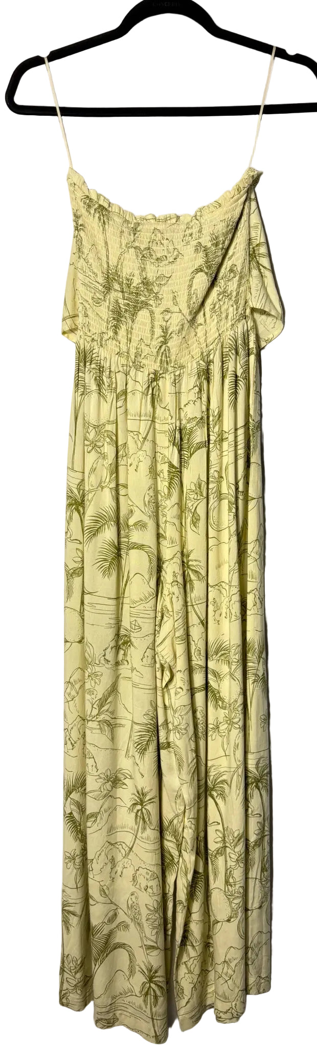 Size M Cream Patrons of Peace Green Leaf Print Ladies Romper