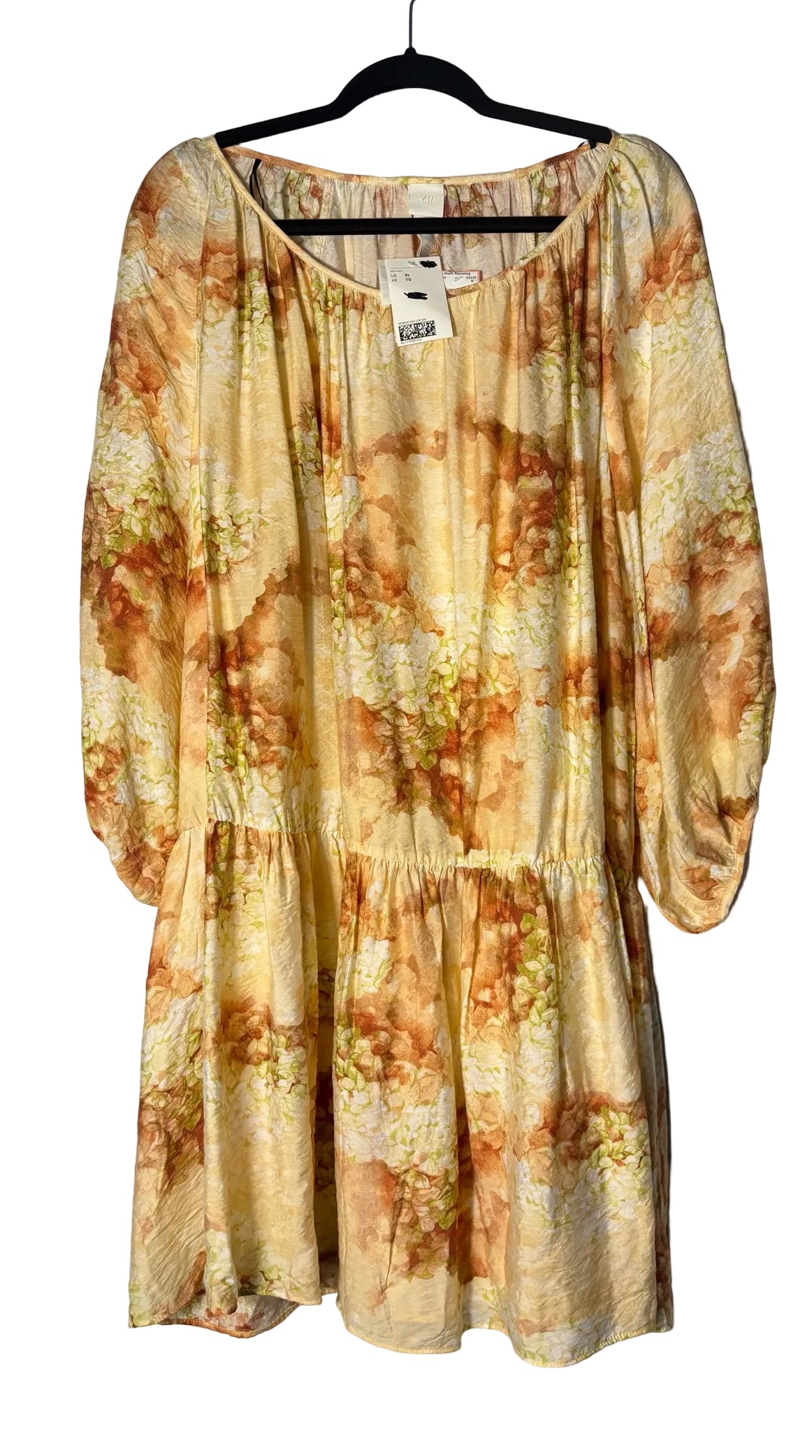 Size XL H & M Peach Green Floral Ladies Dress