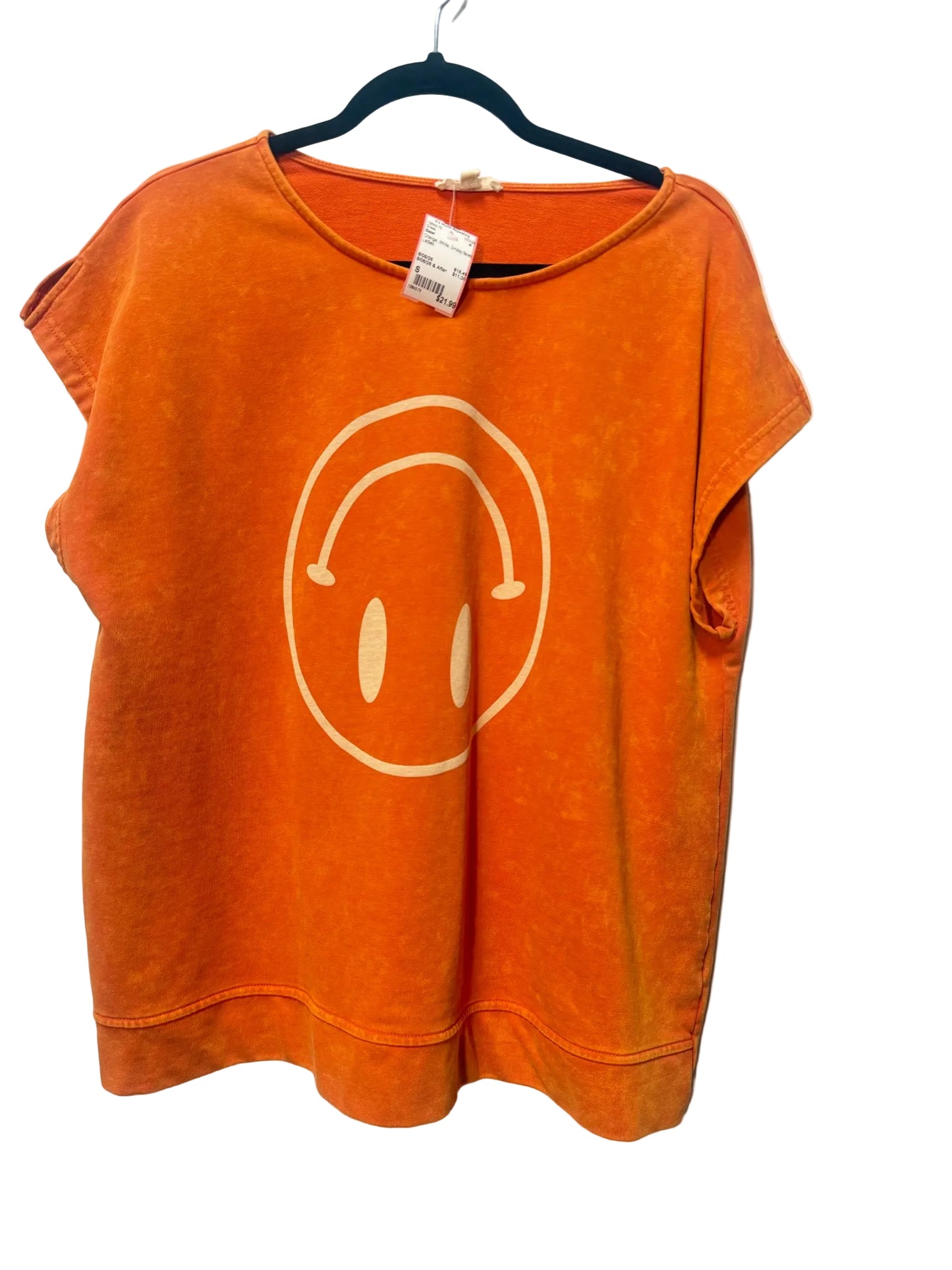 Size S Easel Orange White Smiley faces Ladies Dress