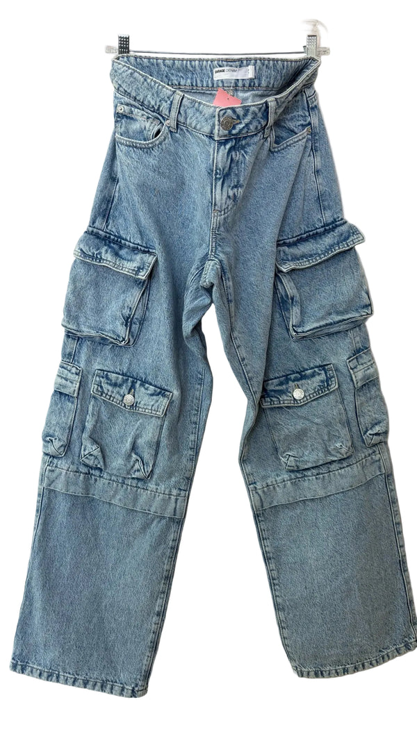 Size 9 Garage Blue Denim Ladies CARGO Pants
